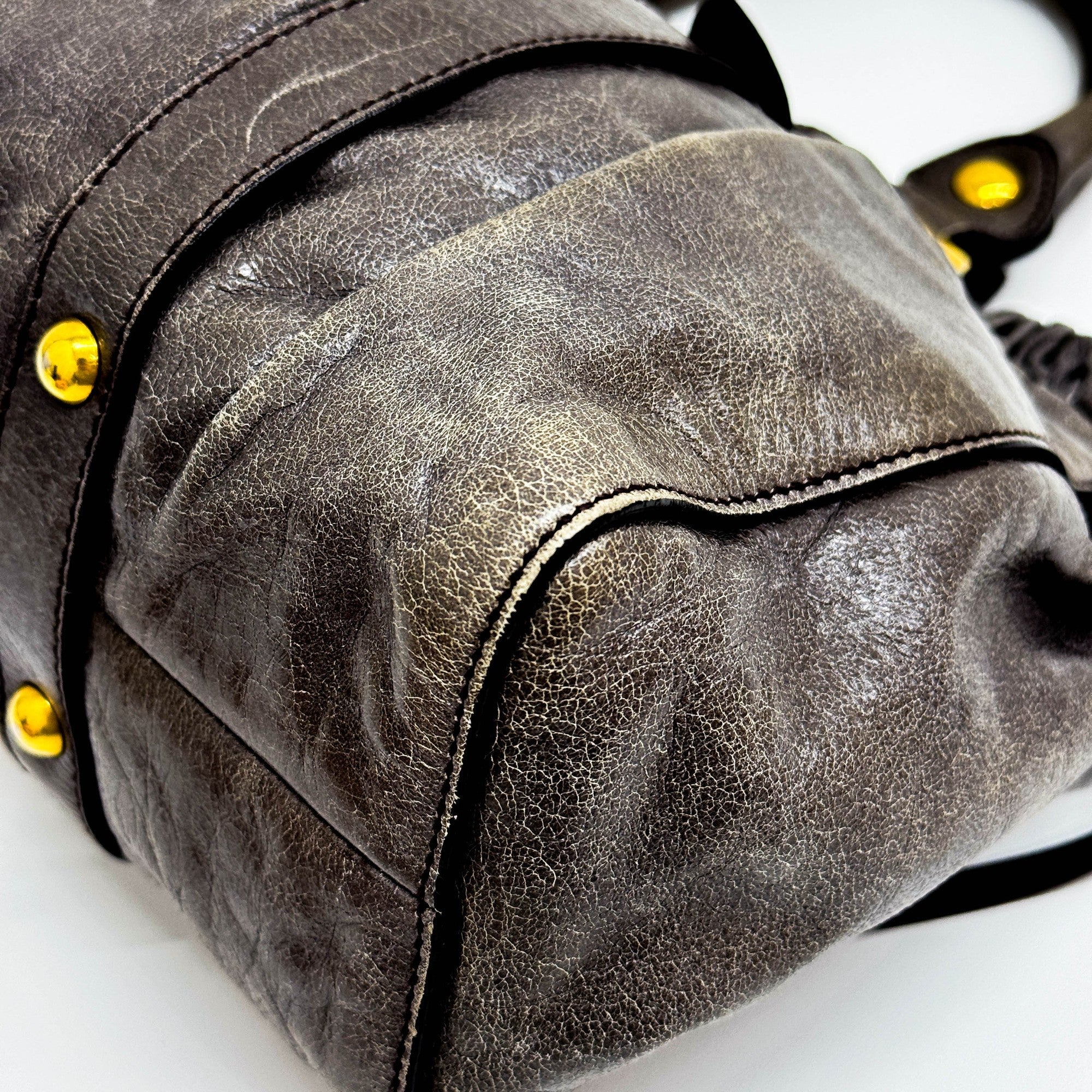 Vitello Gray Leather Two Way Bag