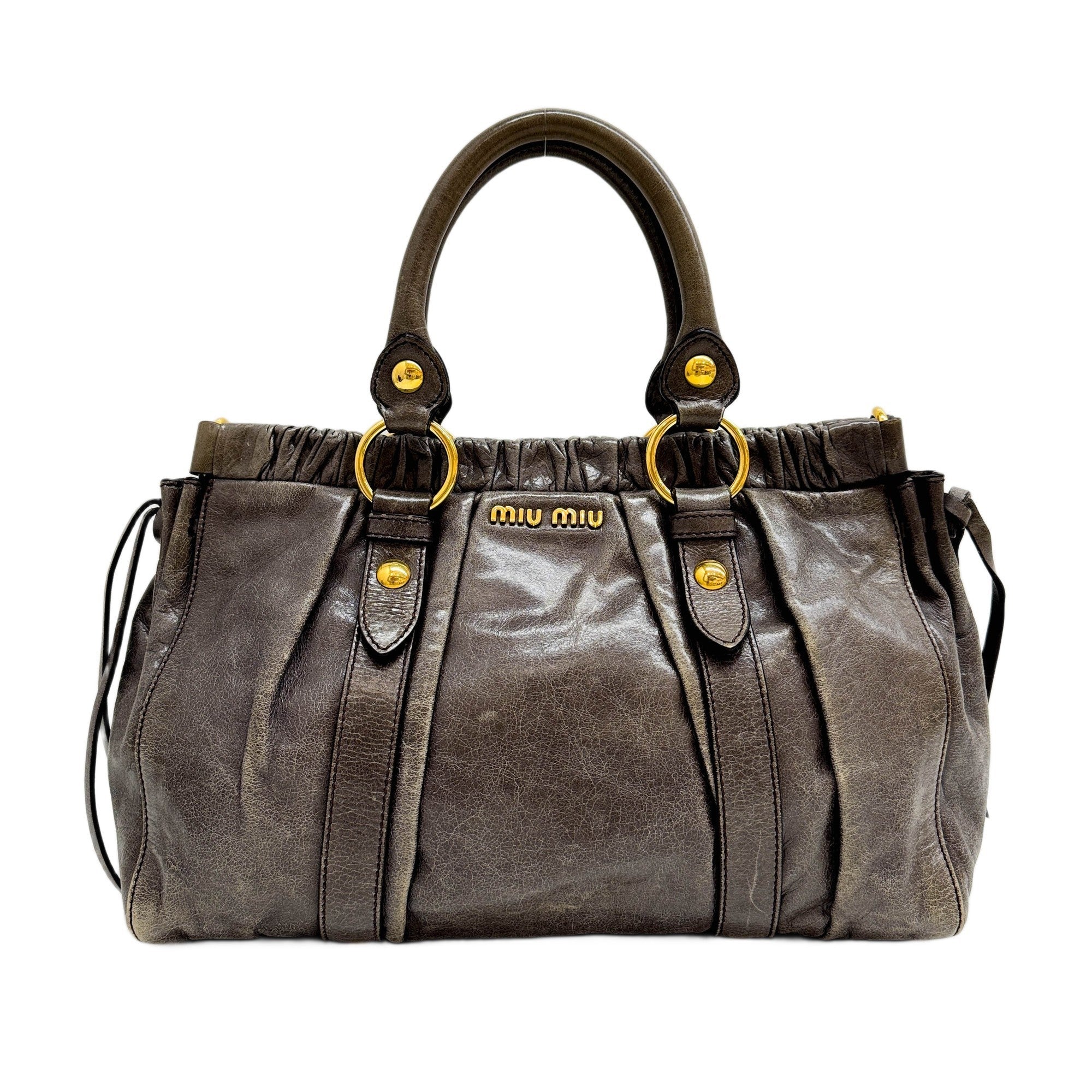 Vitello Gray Leather Two Way Bag