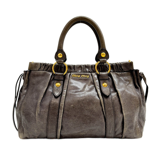 Vitello Gray Leather Two Way Bag
