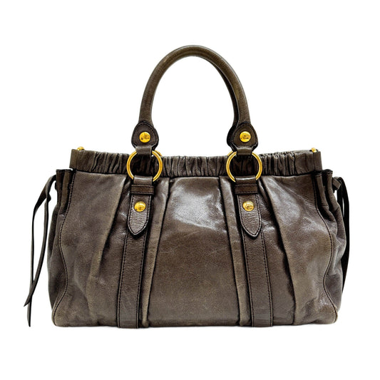 Vitello Gray Leather Two Way Bag