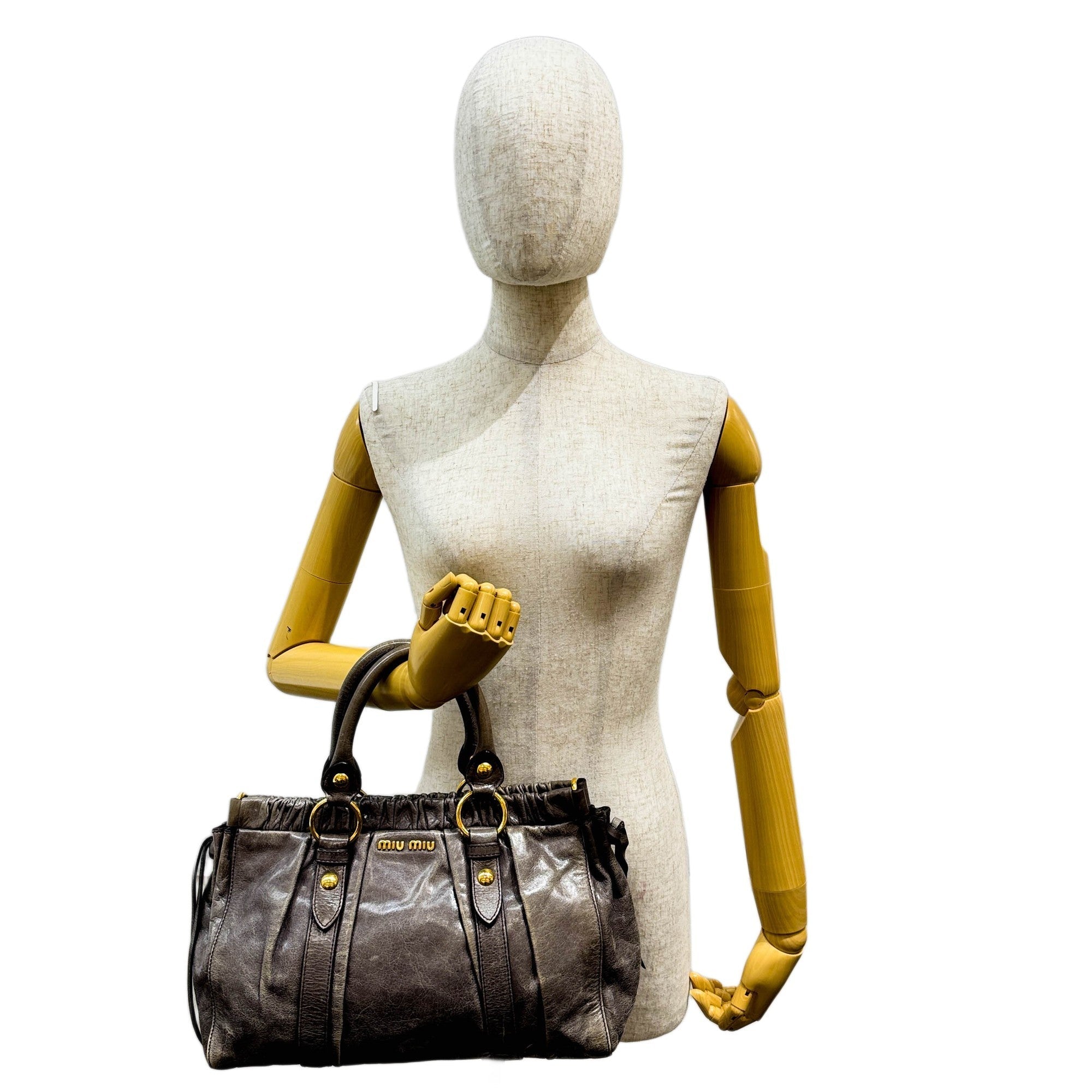 Vitello Gray Leather Two Way Bag