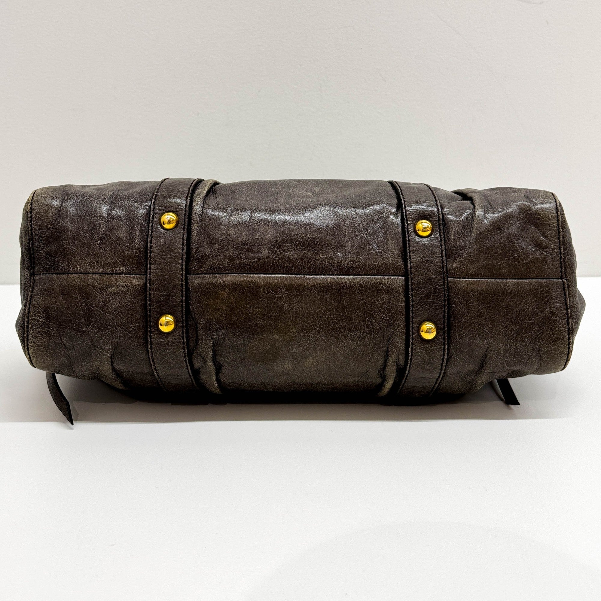 Vitello Gray Leather Two Way Bag