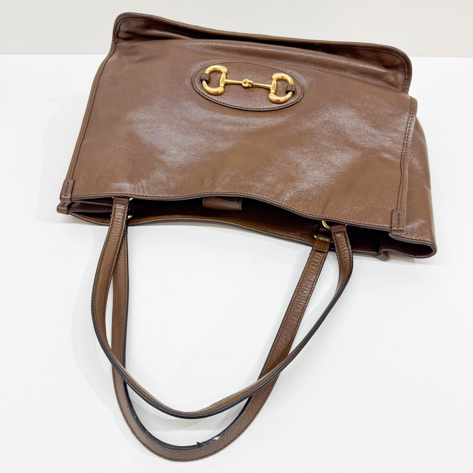 Horsebit Brown Leather Shoulder Bag