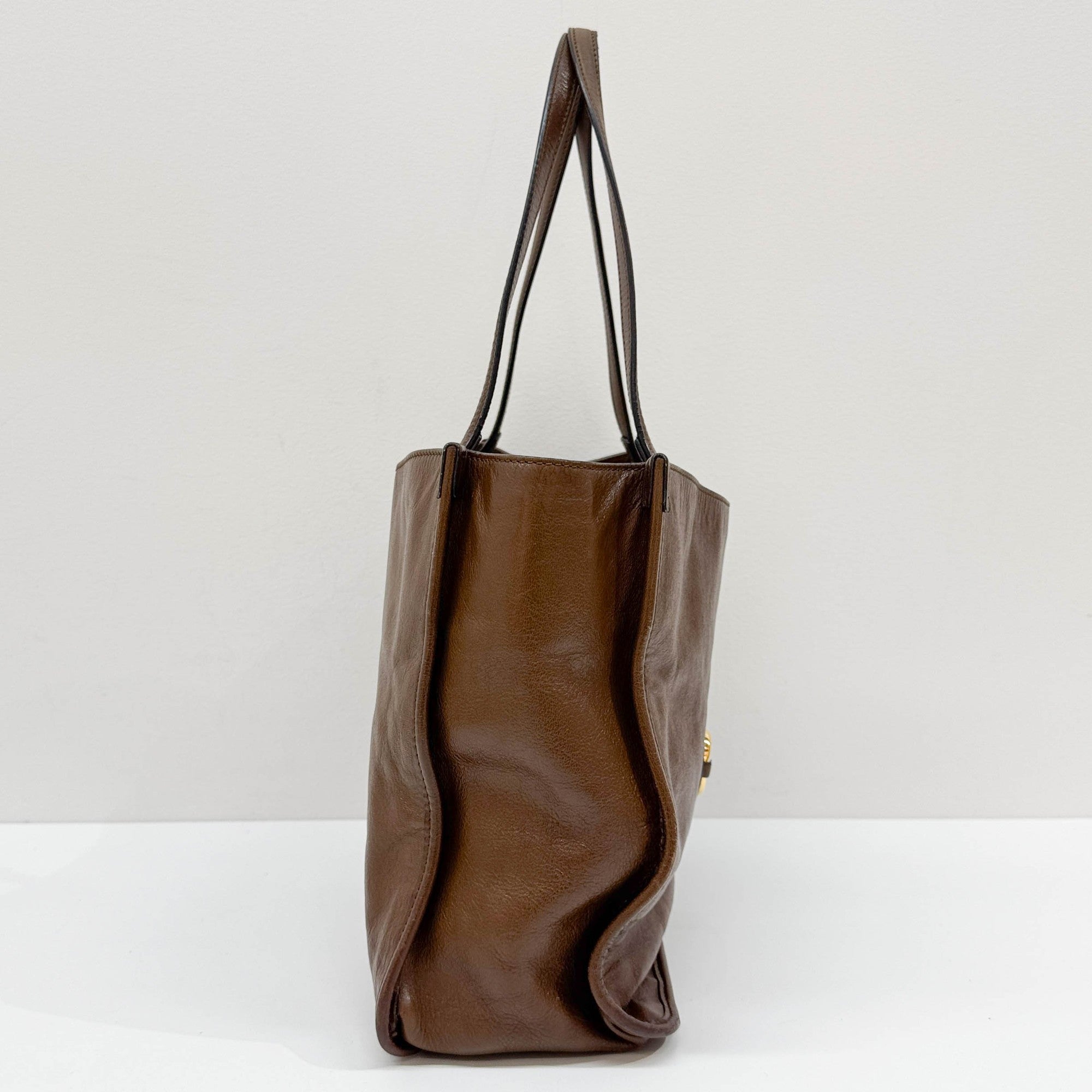 Horsebit Brown Leather Shoulder Bag