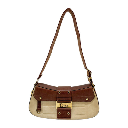 Street Chic Columbus Brown Leather & Cotton Shoulder Bag