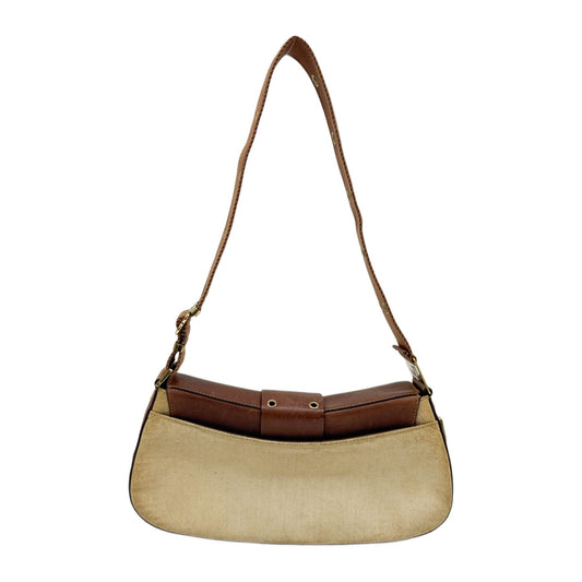Street Chic Columbus Brown Leather & Cotton Shoulder Bag