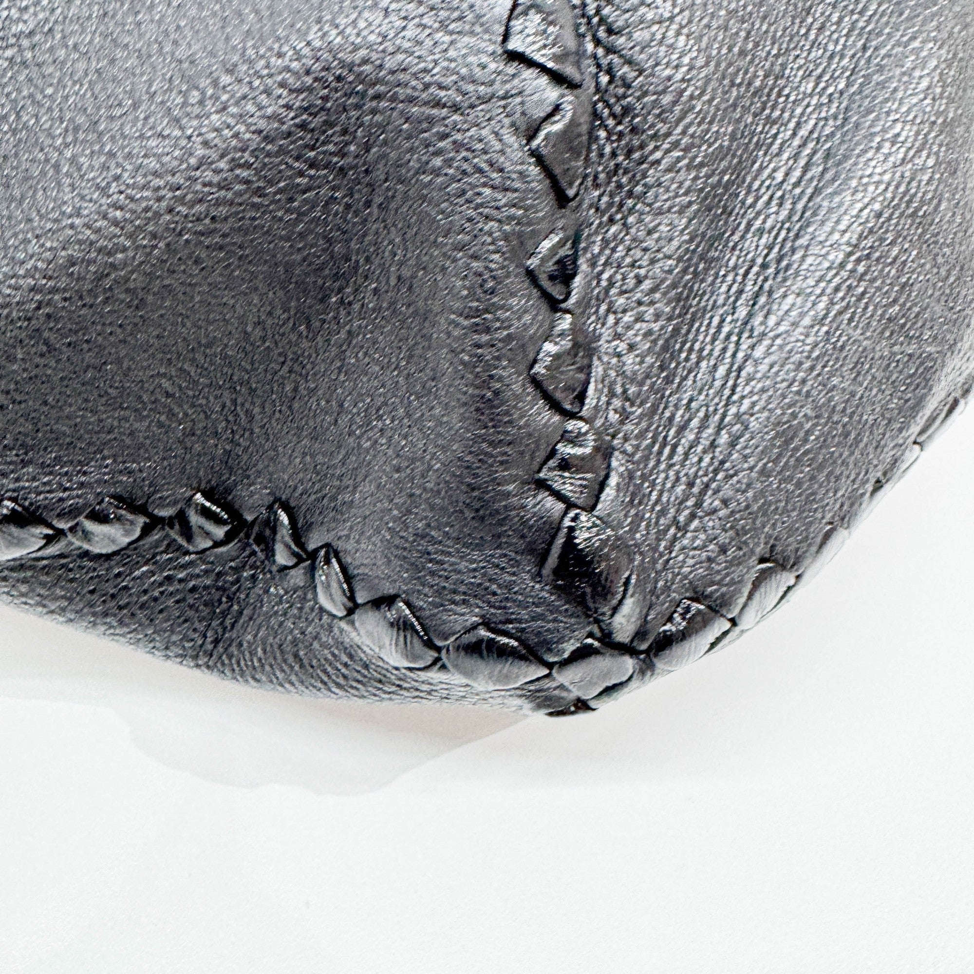 Baseball Cervo Black Leather Hobo Bag