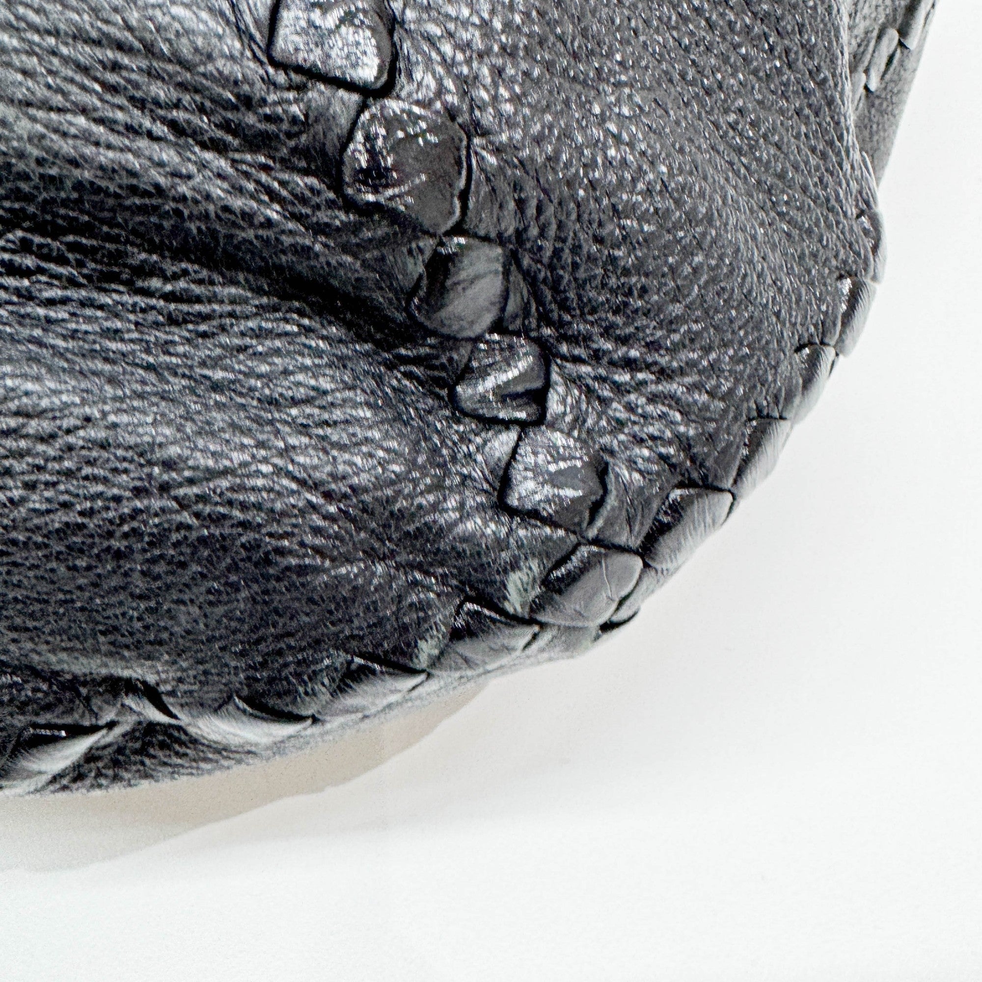 Baseball Cervo Black Leather Hobo Bag