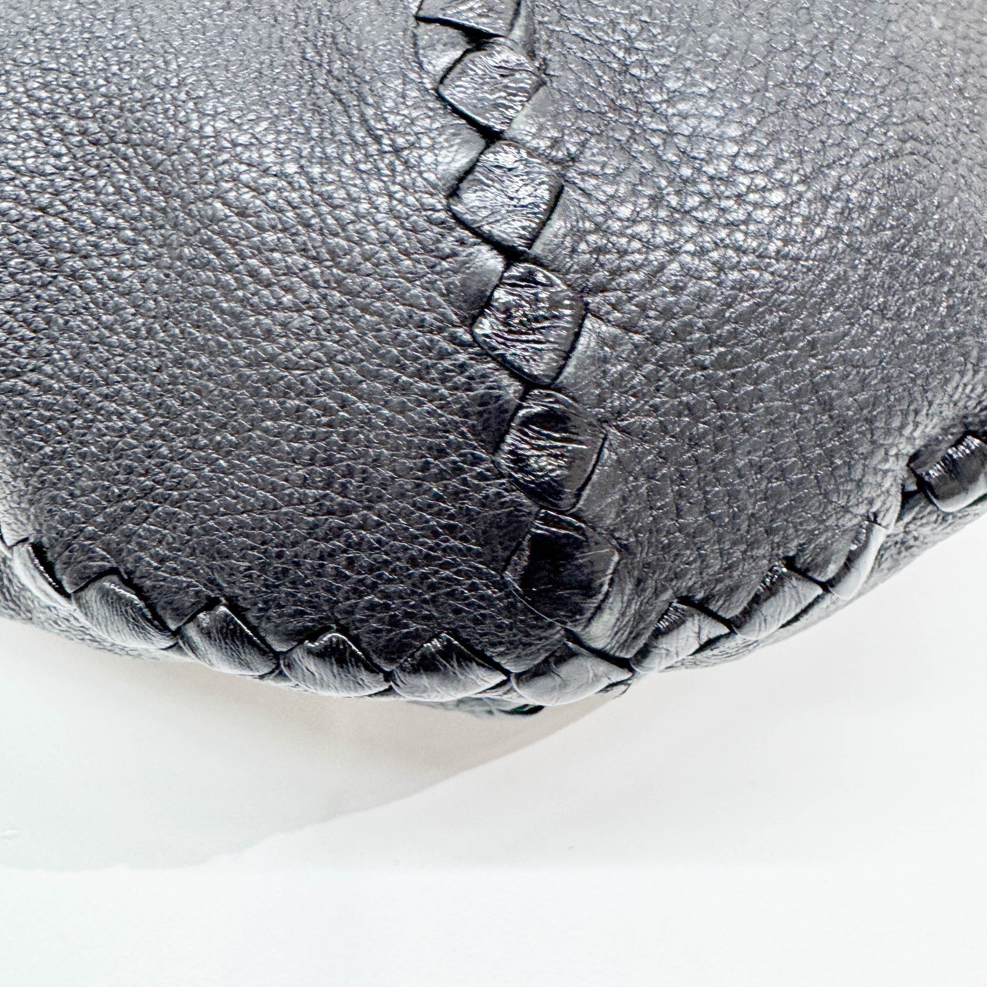 Baseball Cervo Black Leather Hobo Bag