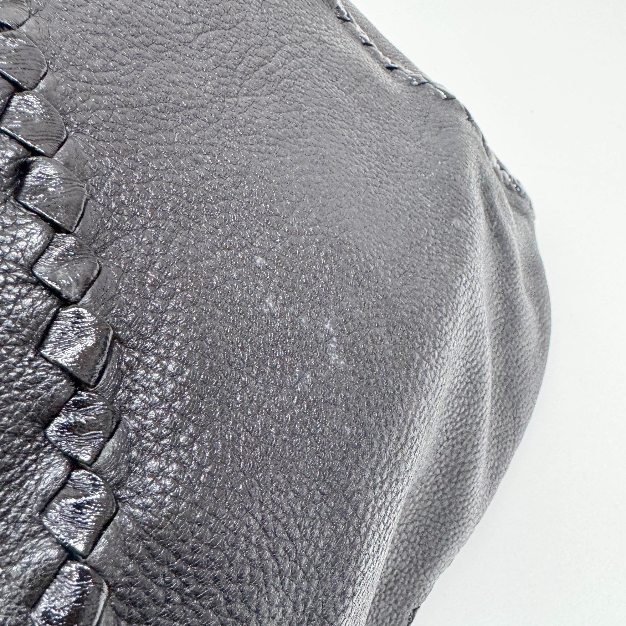 Baseball Cervo Black Leather Hobo Bag