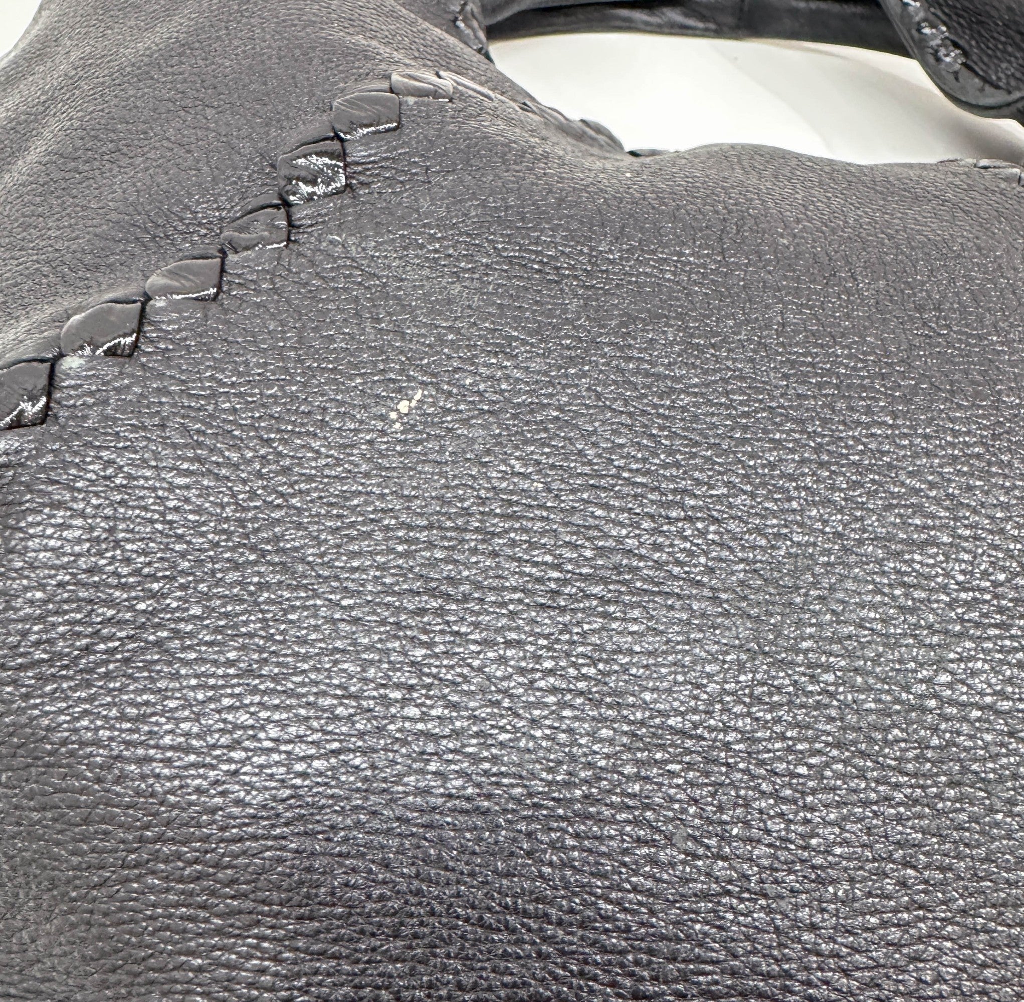 Baseball Cervo Black Leather Hobo Bag