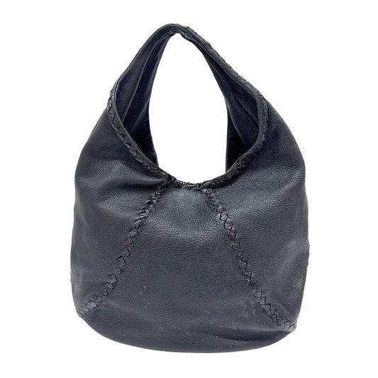 Baseball Cervo Black Leather Hobo Bag