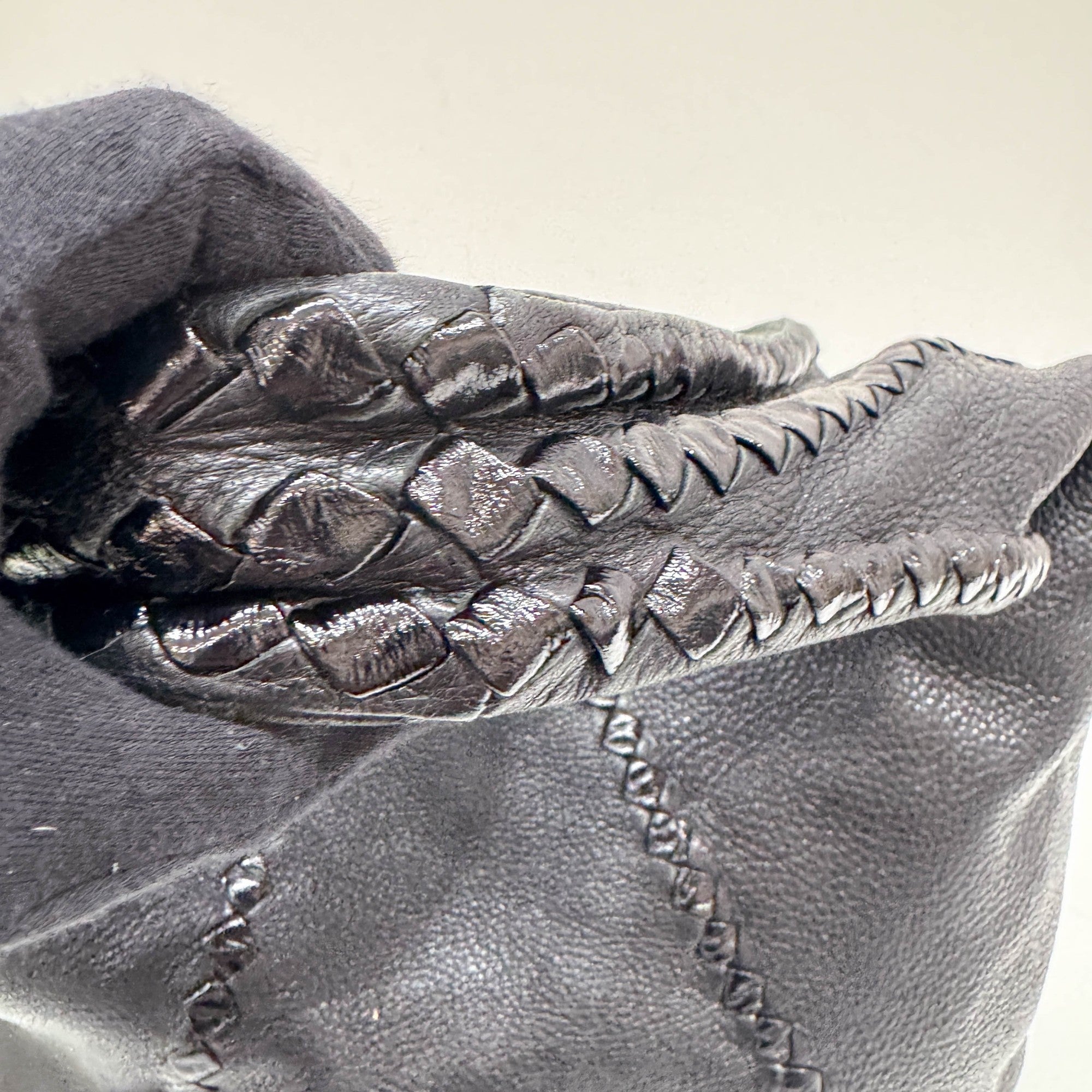 Baseball Cervo Black Leather Hobo Bag