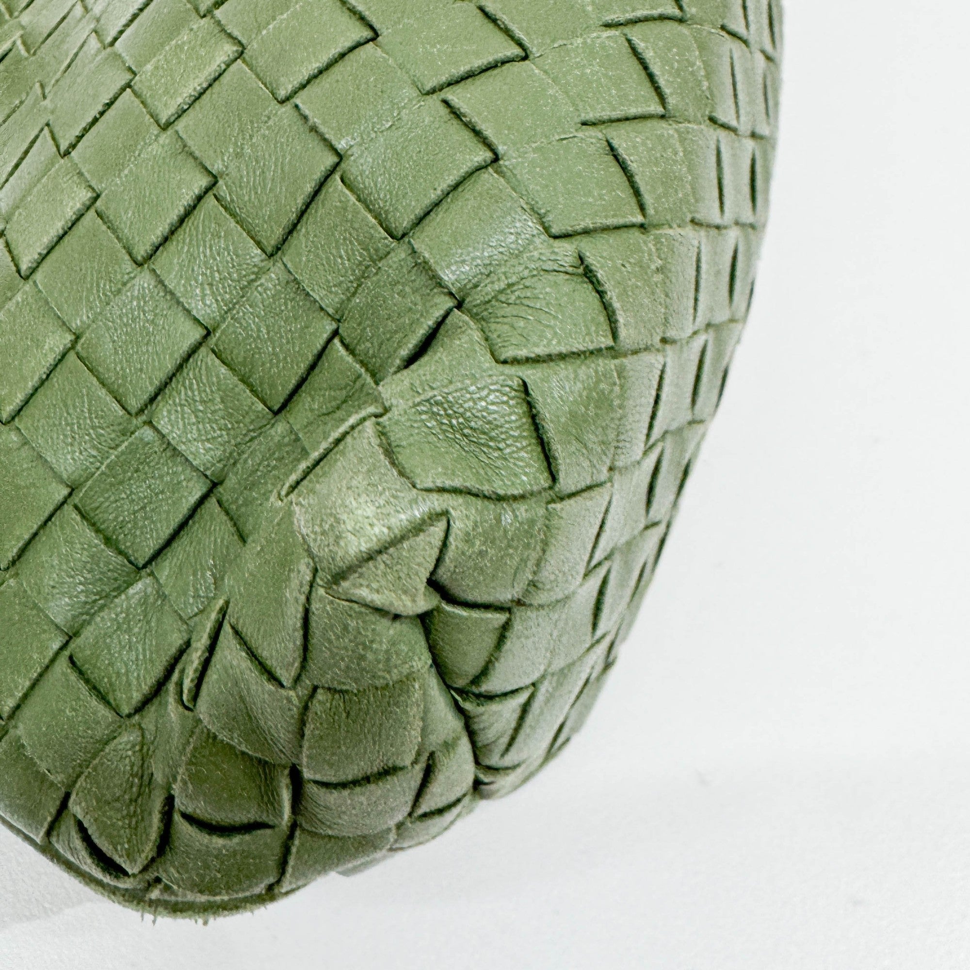 Intrecciato Green Leather Shoulder Bag