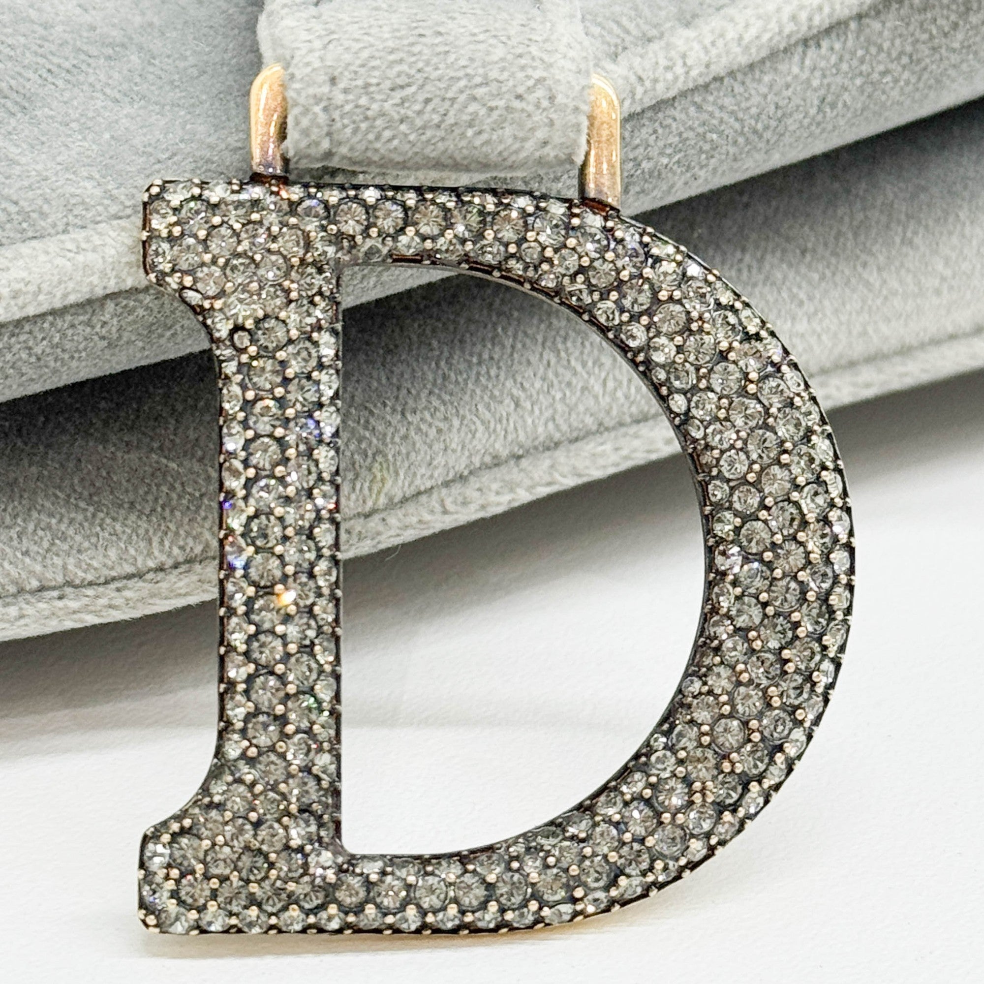 Mini Saddle Gray Velvet Shoulder Bag