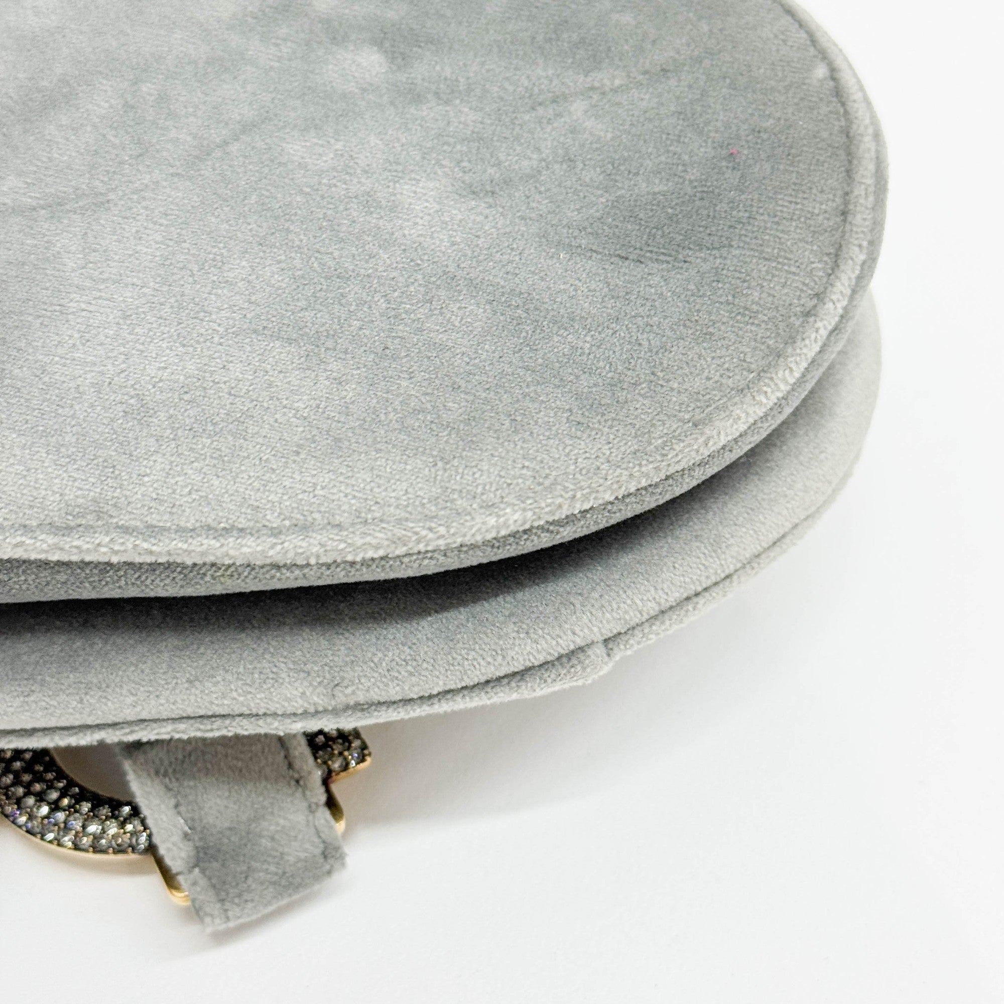 Mini Saddle Gray Velvet Shoulder Bag