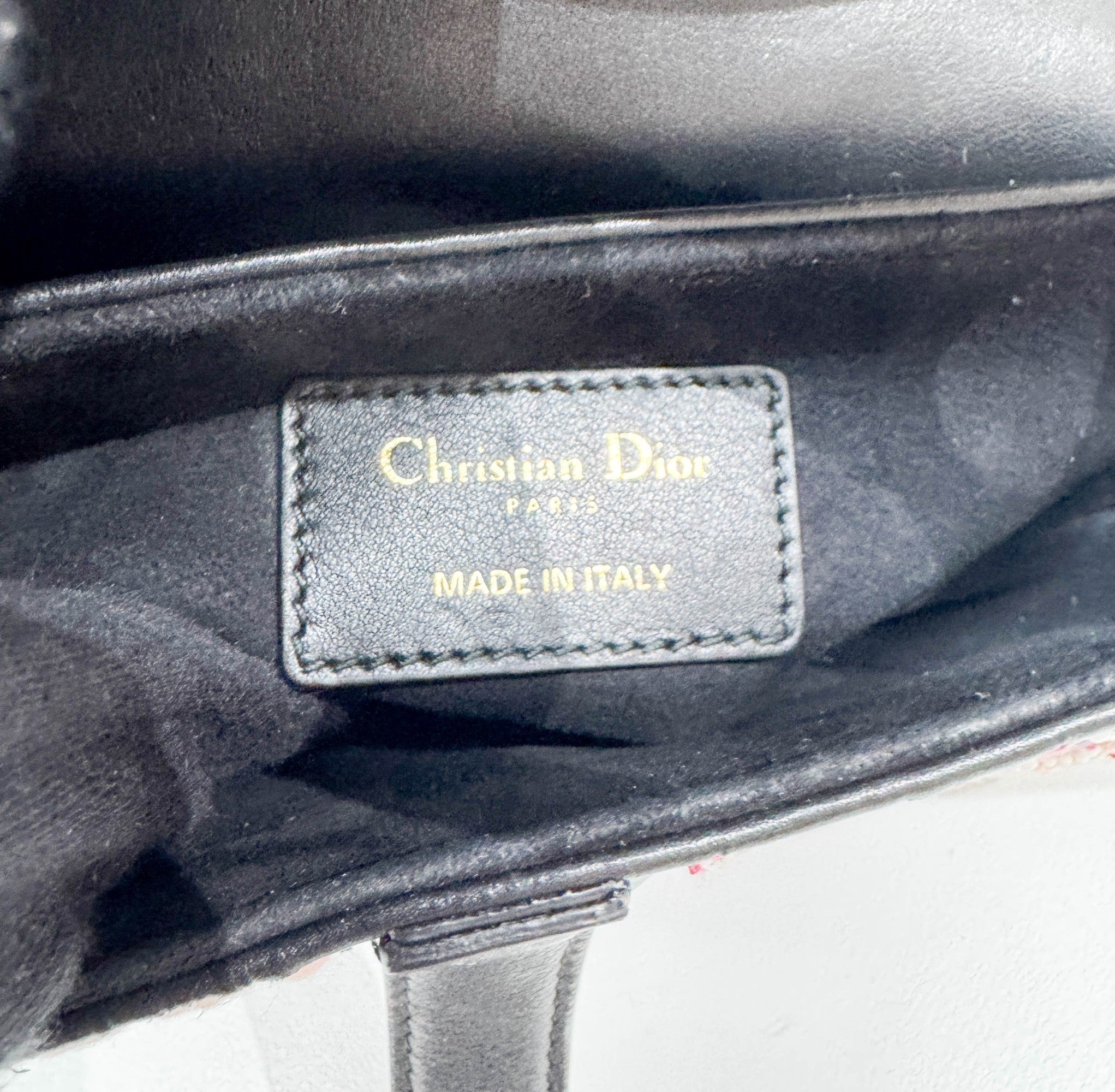 Mini Saddle Embroidered Black Leather Two Way Bag