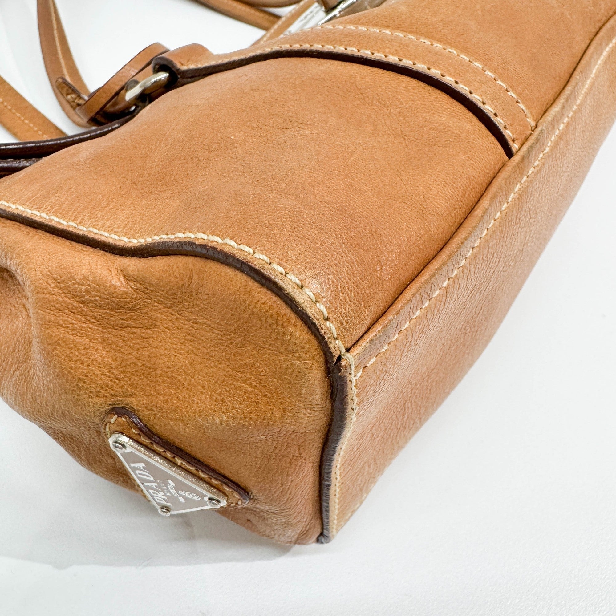 Sound Lock Brown Leather Shoulder Bag