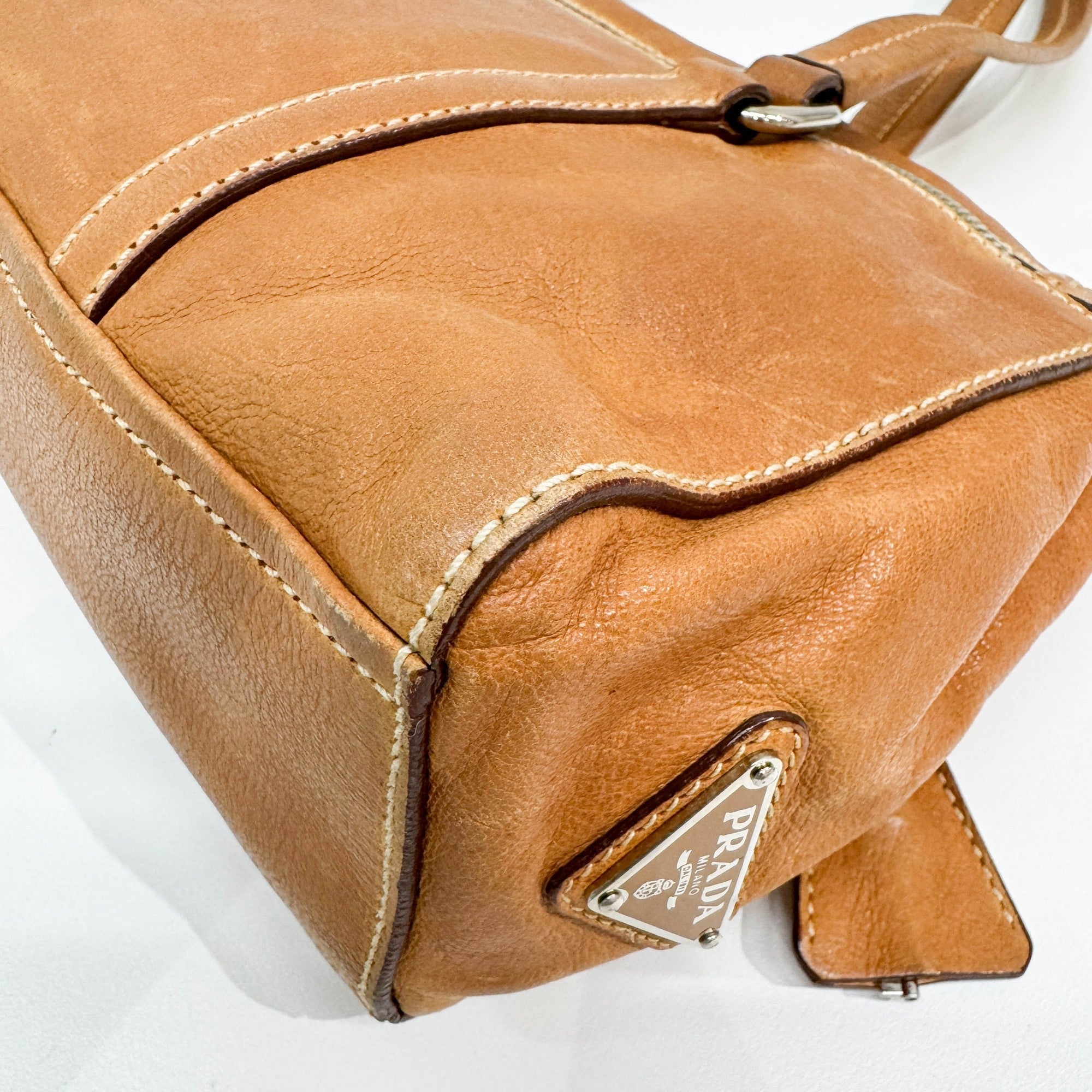 Sound Lock Brown Leather Shoulder Bag