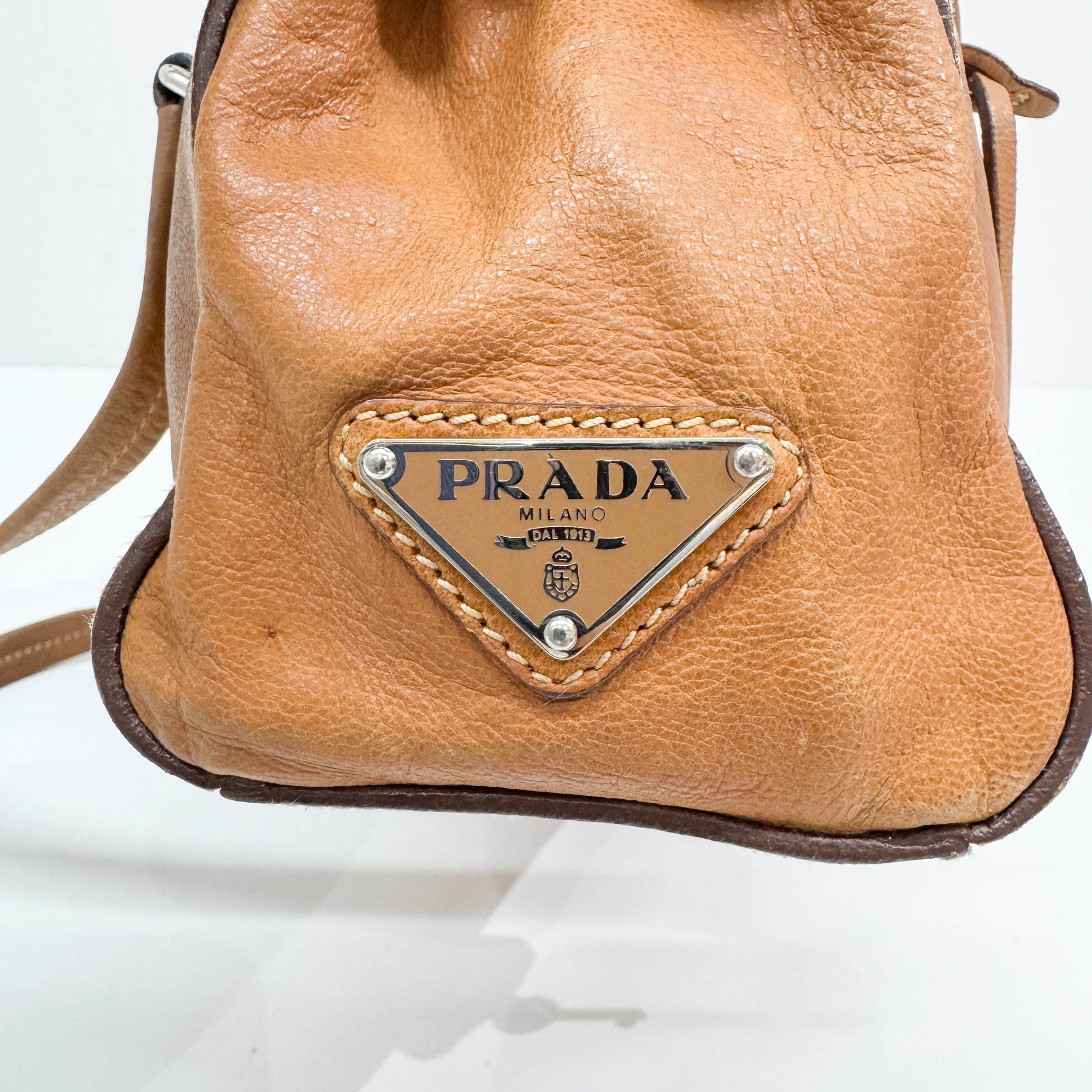 Sound Lock Brown Leather Shoulder Bag