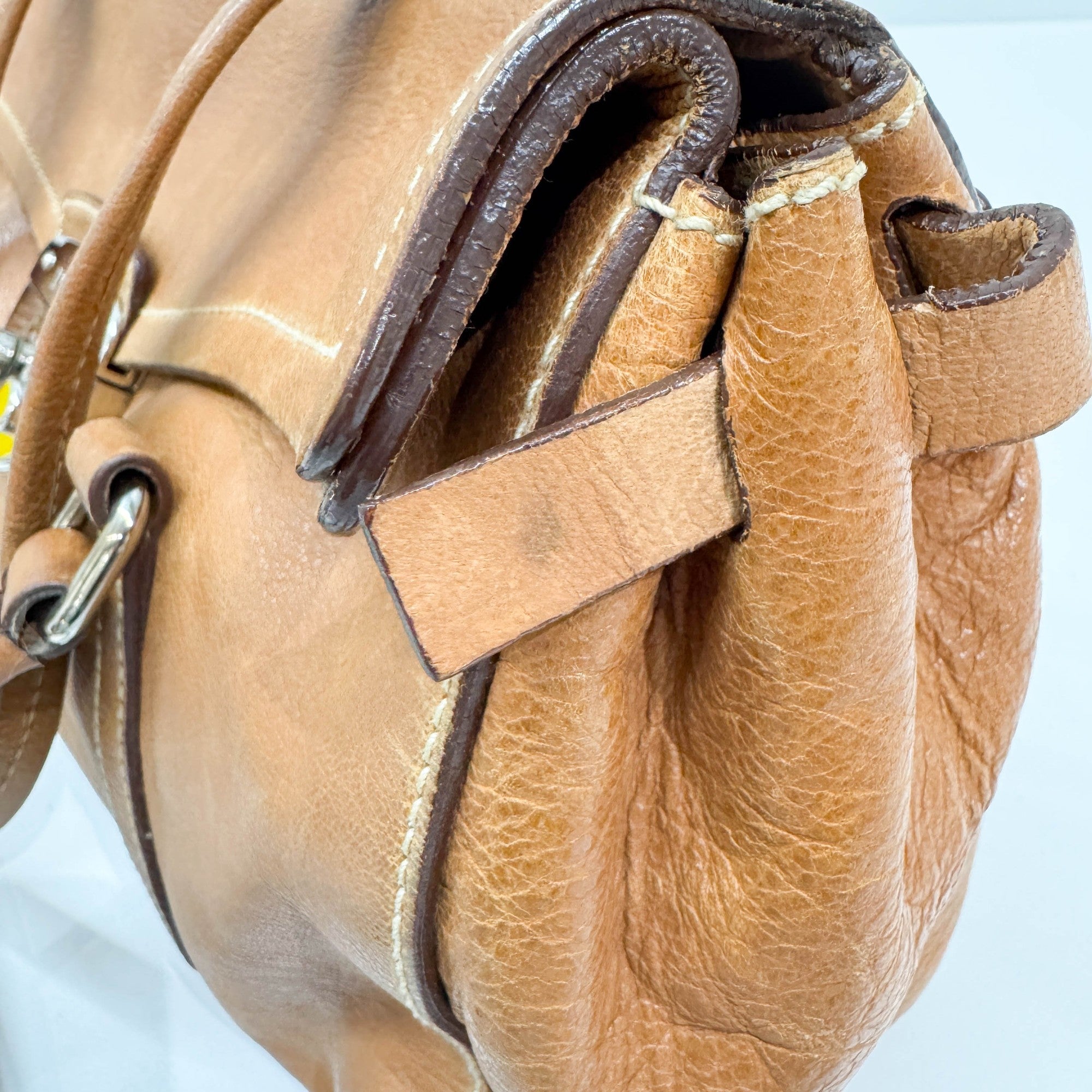 Sound Lock Brown Leather Shoulder Bag