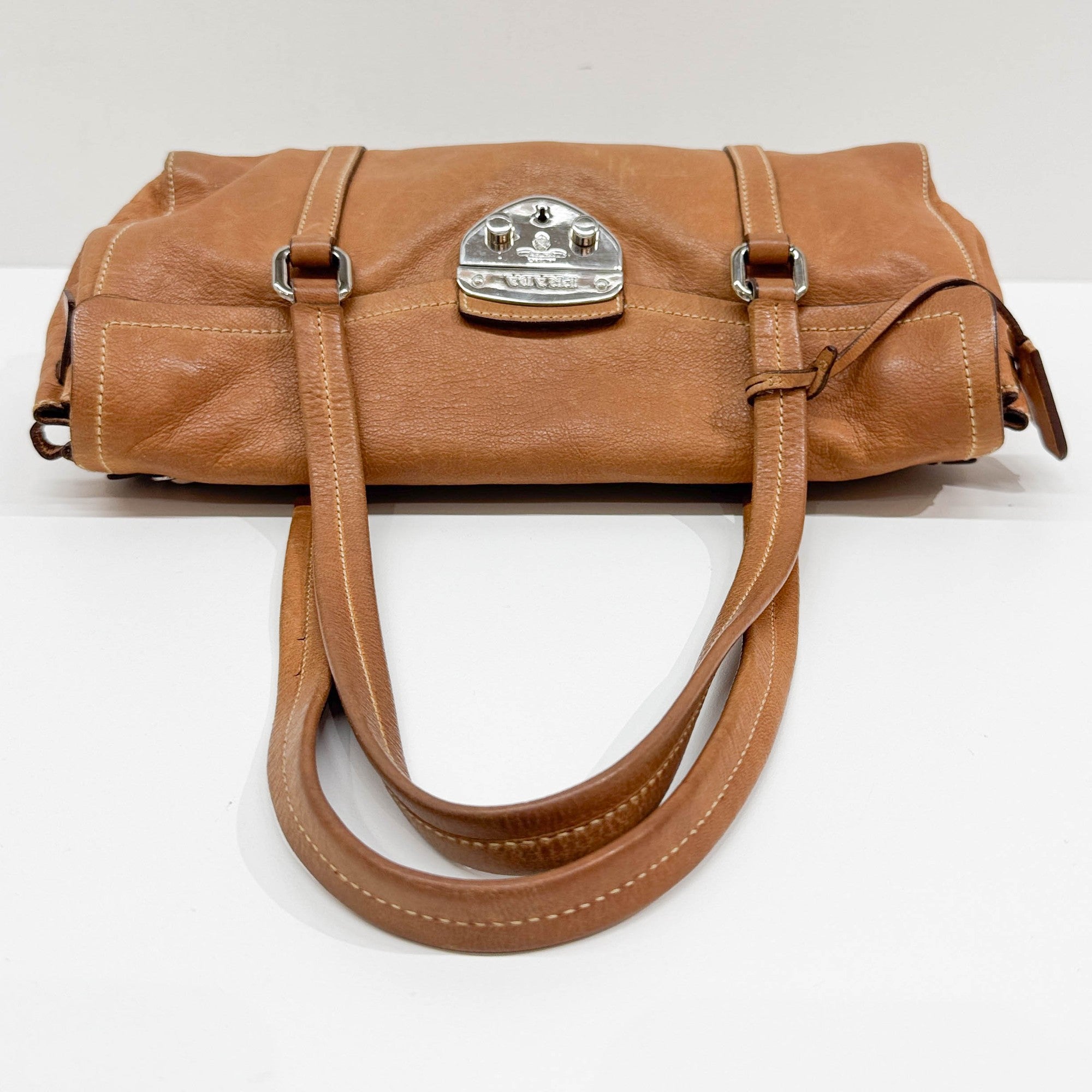 Sound Lock Brown Leather Shoulder Bag
