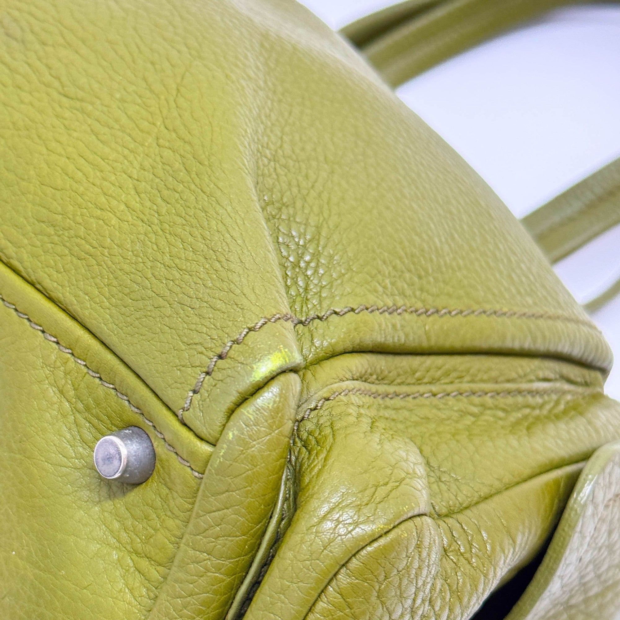 Moss Green Leather Shoulder Bag