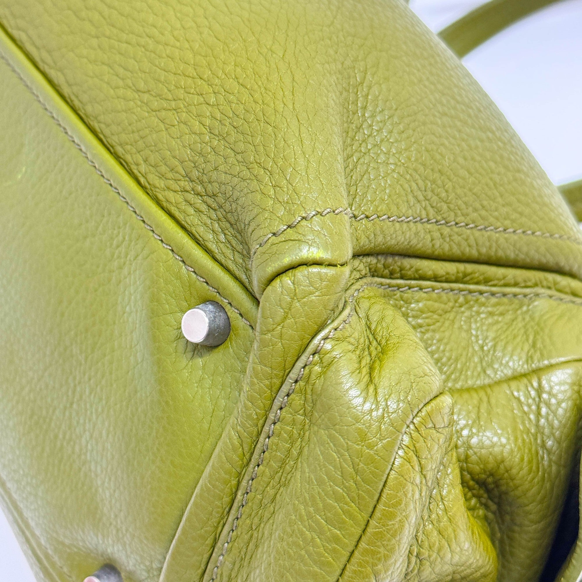 Moss Green Leather Shoulder Bag