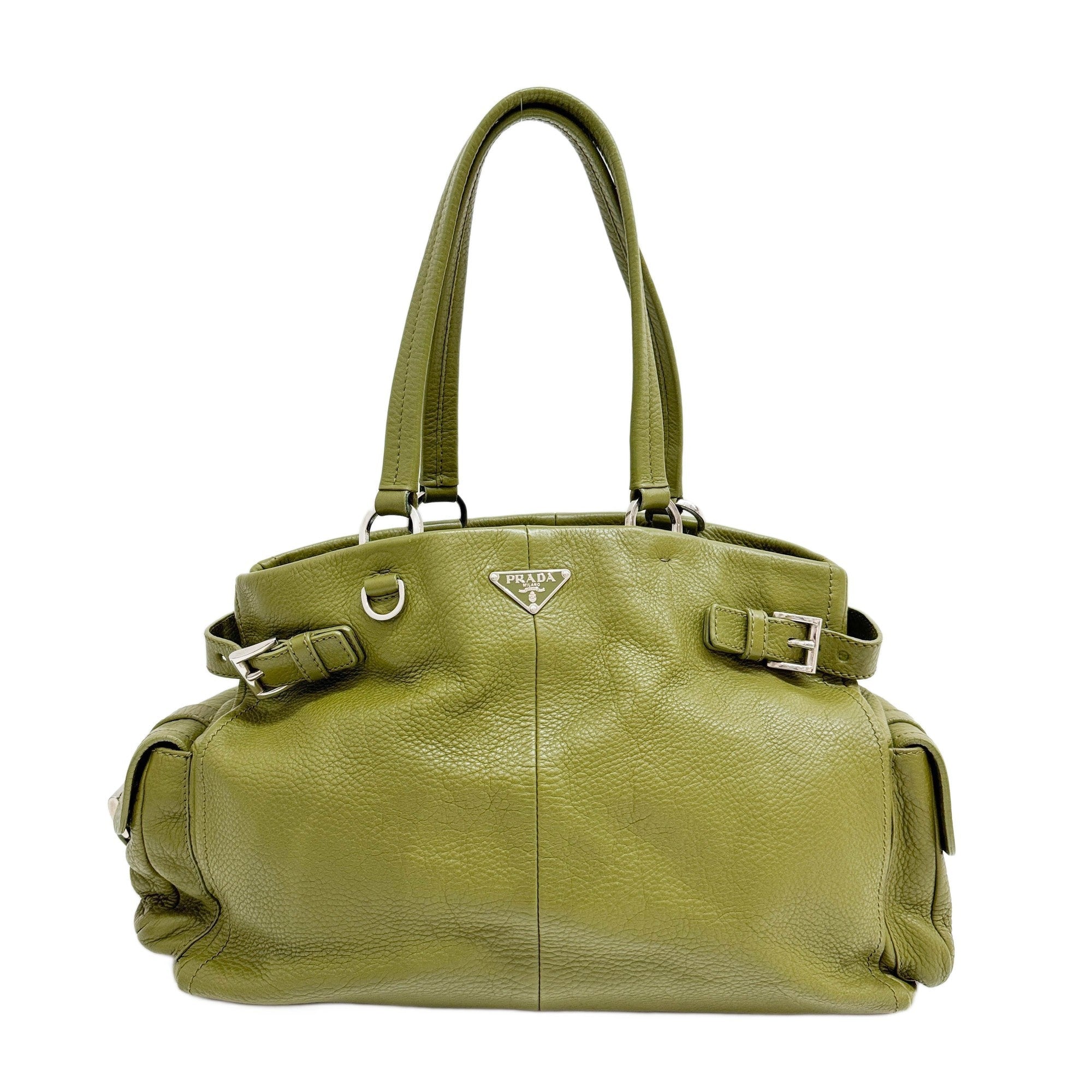 Moss Green Leather Shoulder Bag