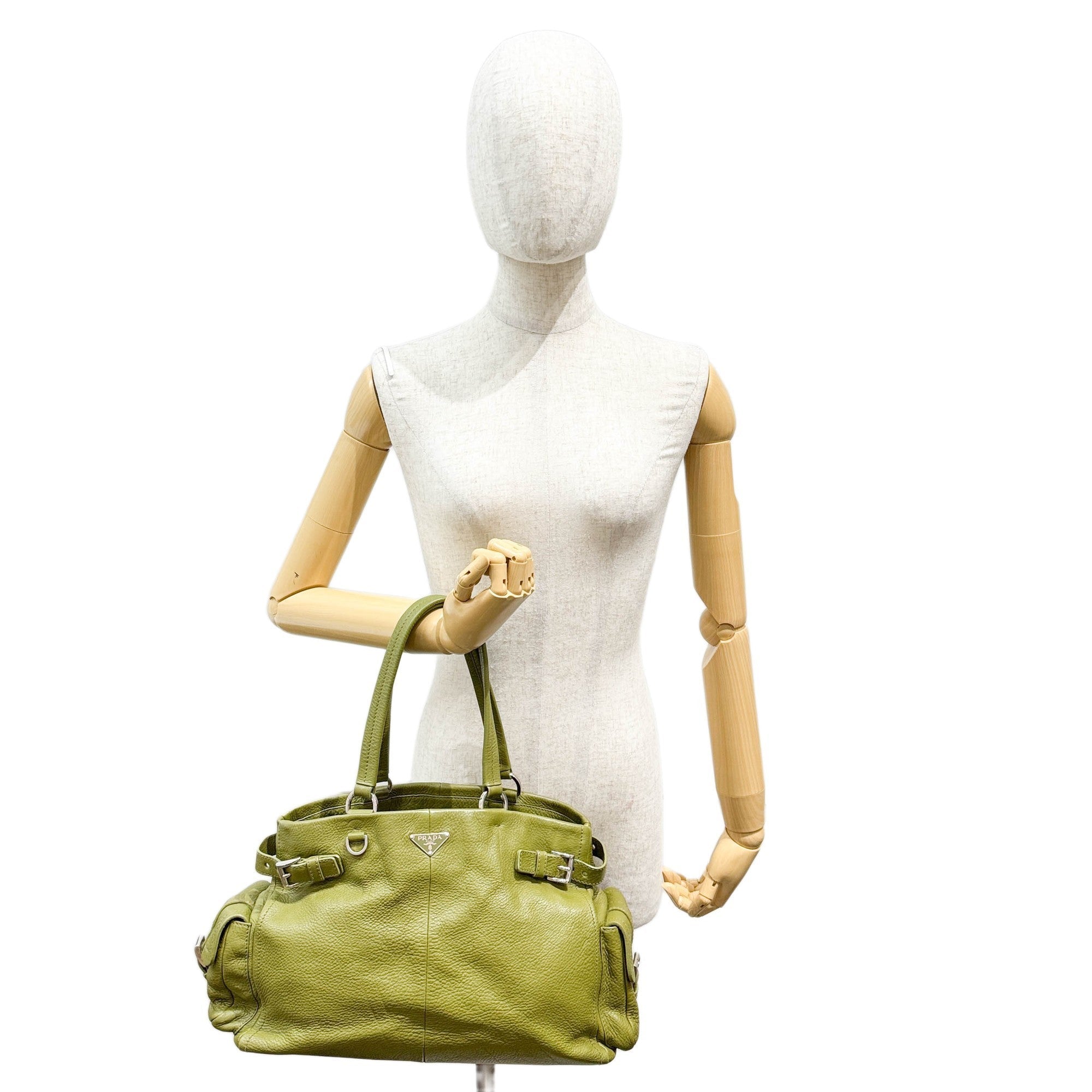 Moss Green Leather Shoulder Bag
