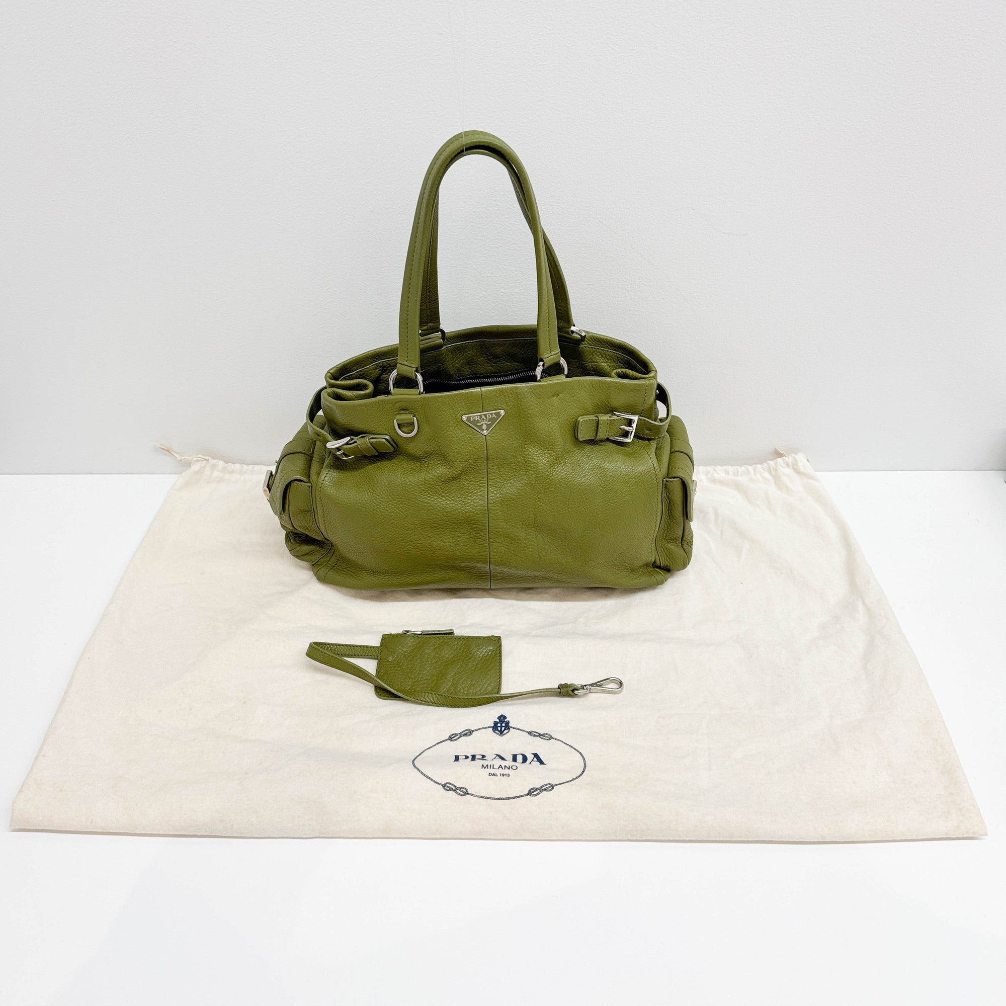 Moss Green Leather Shoulder Bag