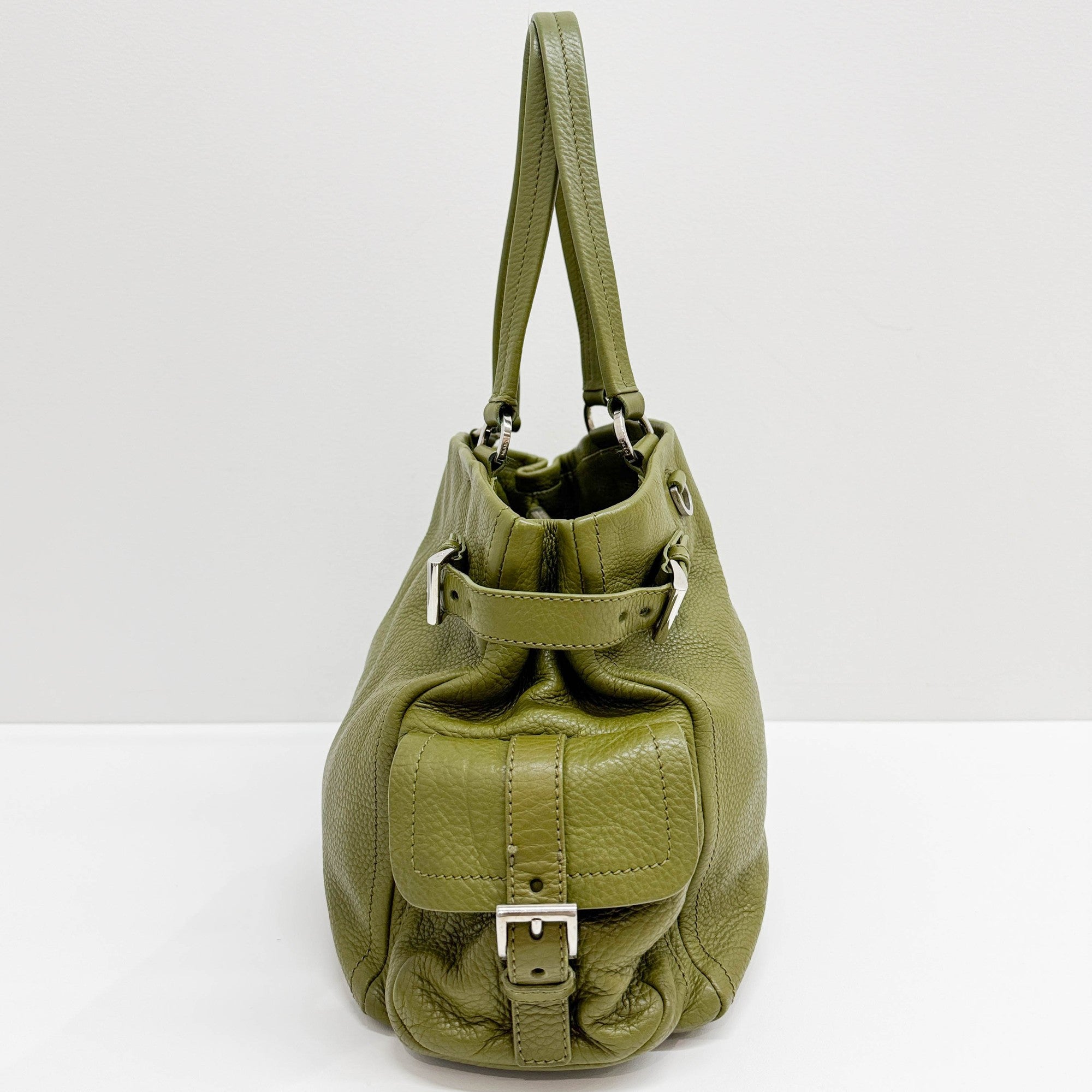 Moss Green Leather Shoulder Bag
