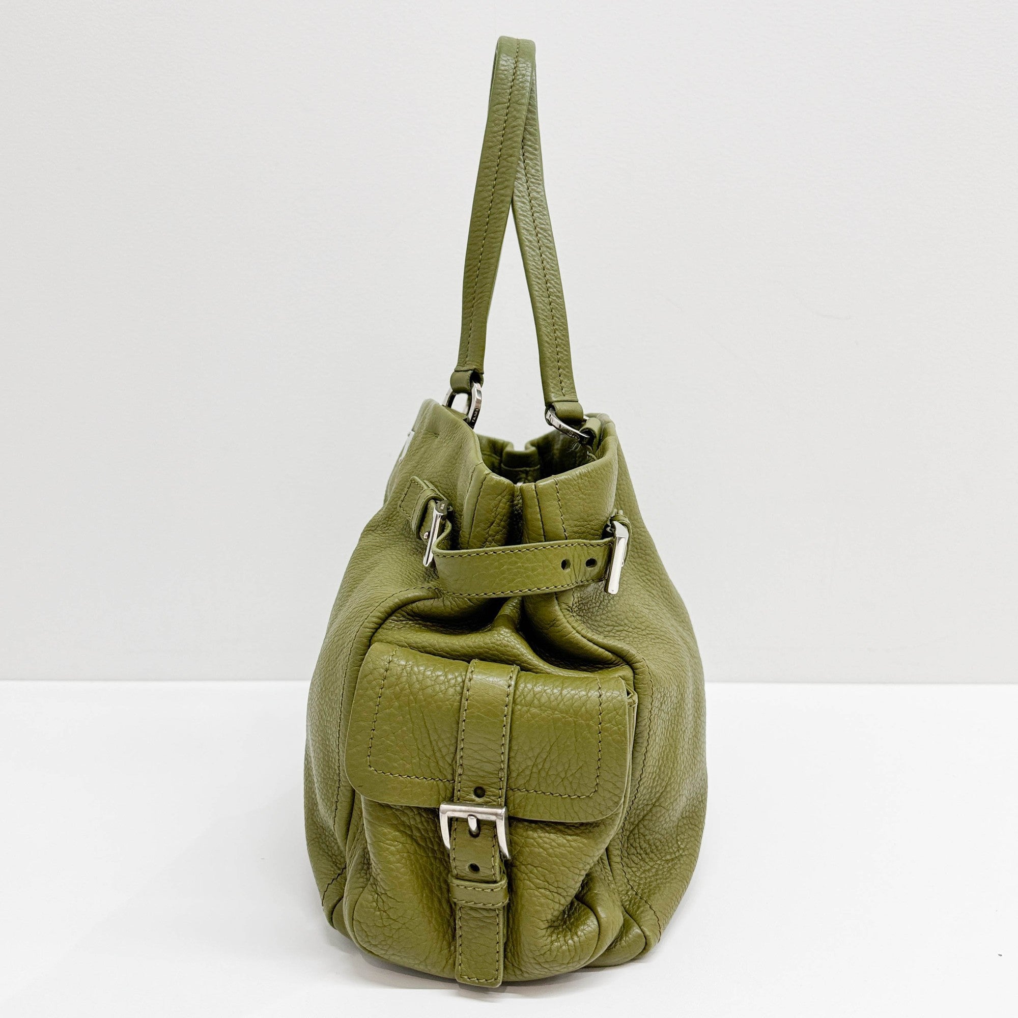 Moss Green Leather Shoulder Bag