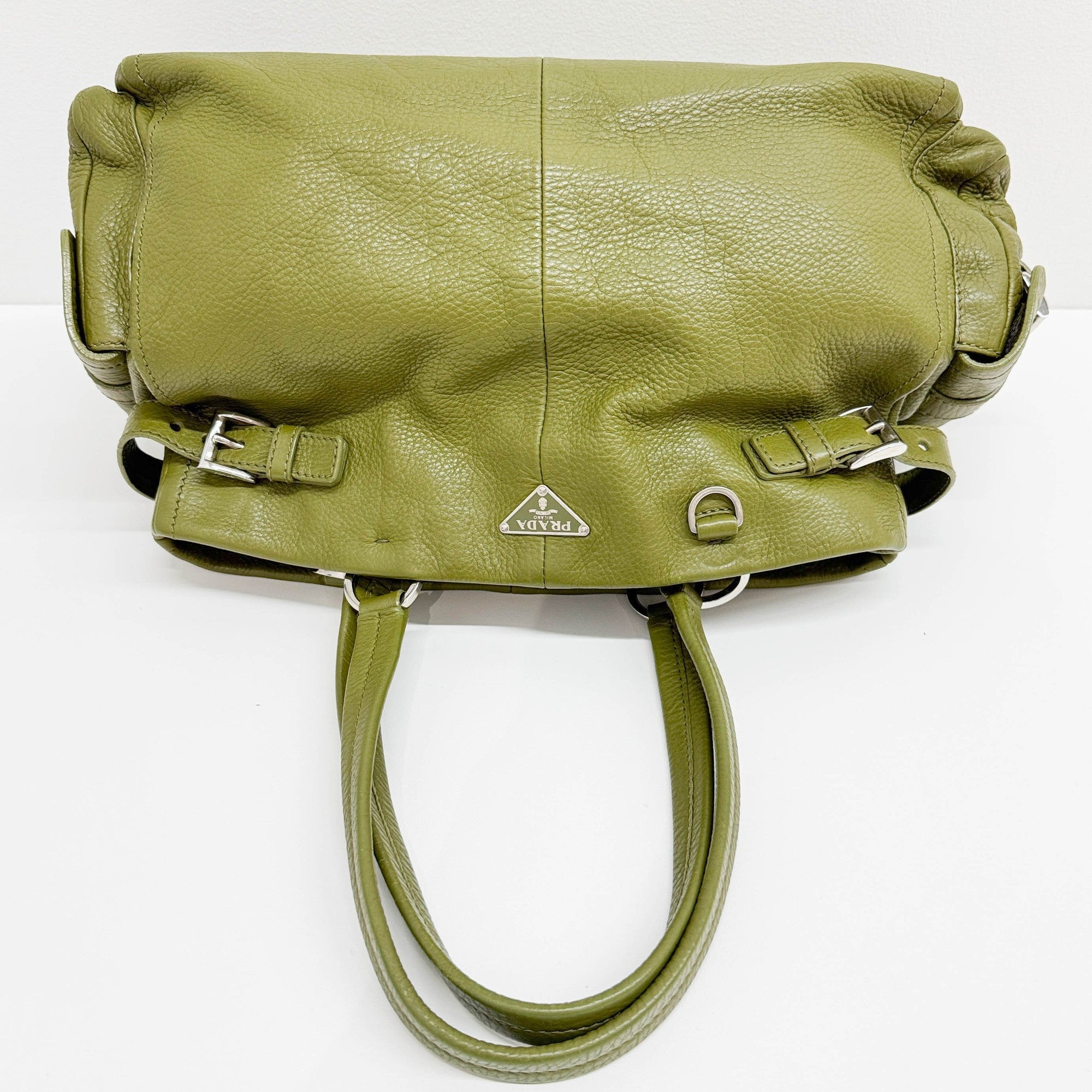 Moss Green Leather Shoulder Bag