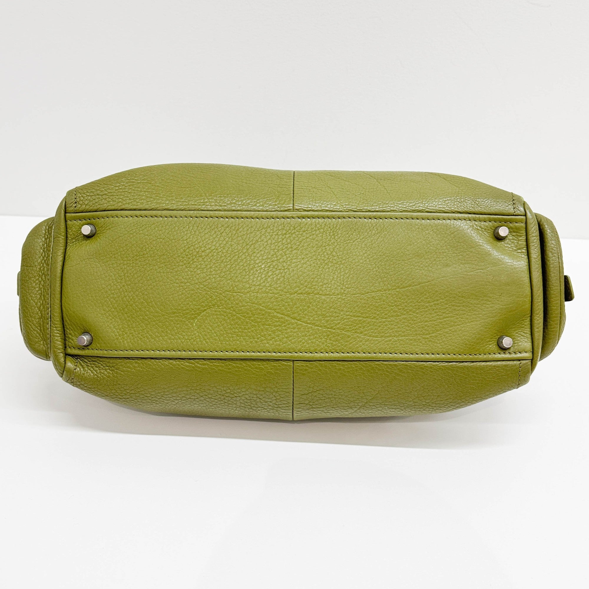 Moss Green Leather Shoulder Bag