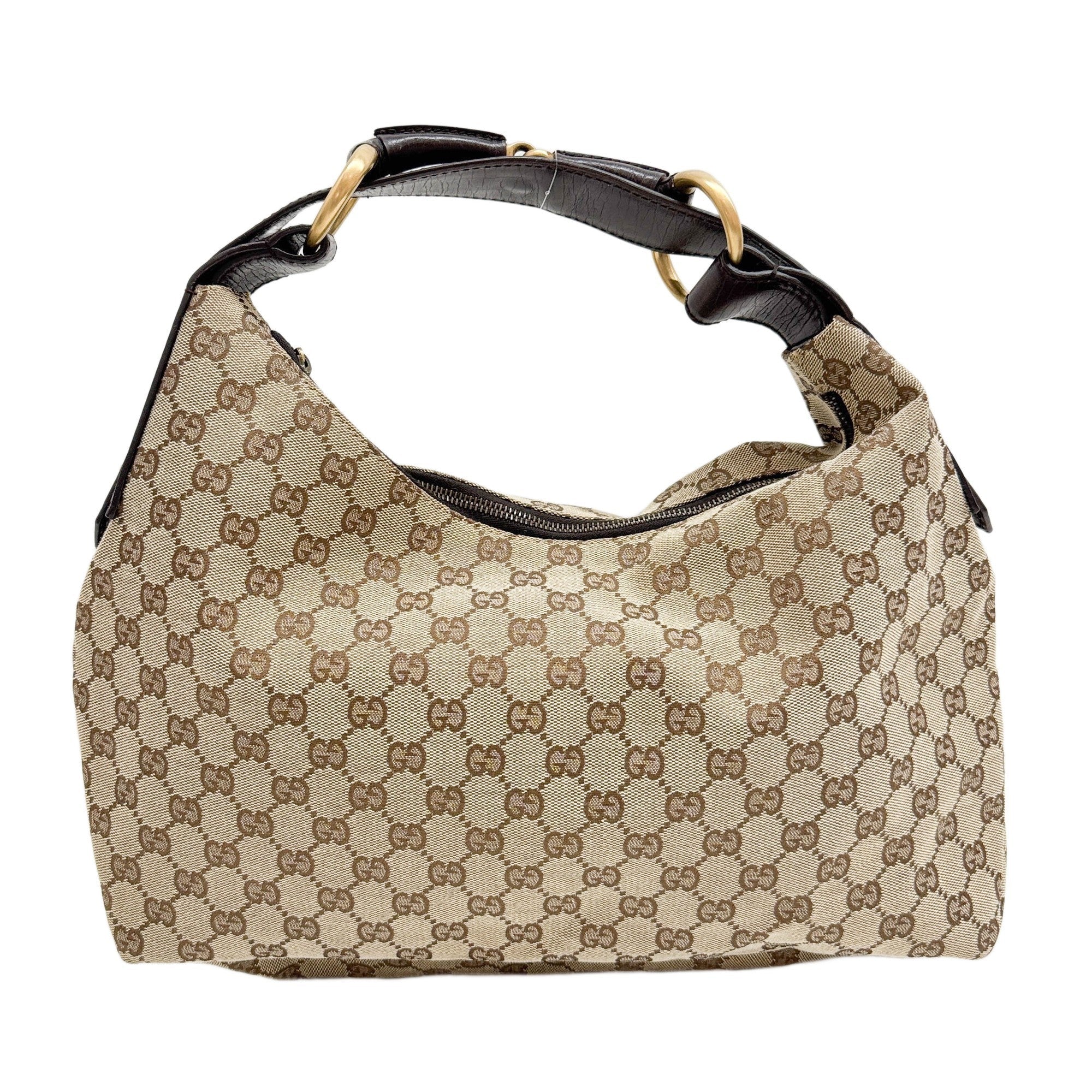 Horsebit Tan GG Canvas Shoulder Bag