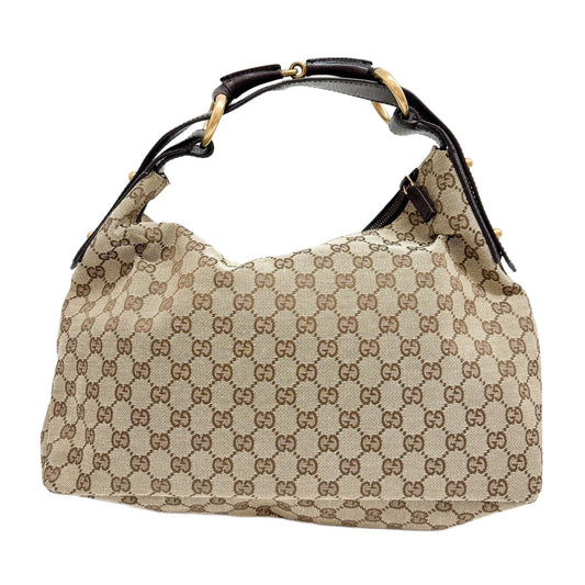 Horsebit Tan GG Canvas Shoulder Bag