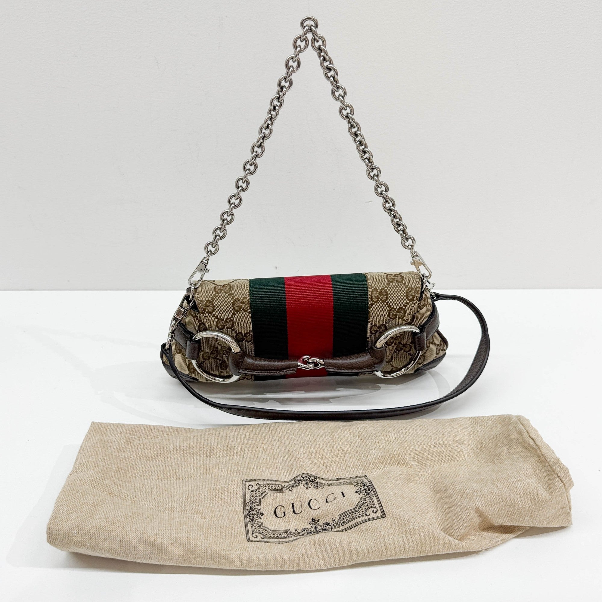 Horsebit Ophidia Tan GG Canvas Two Way Bag