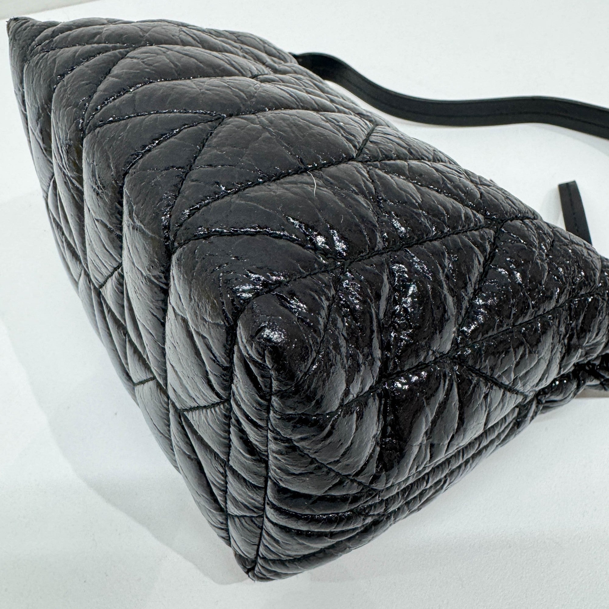 Black Quilted Nappa Leather Shoulder Bag