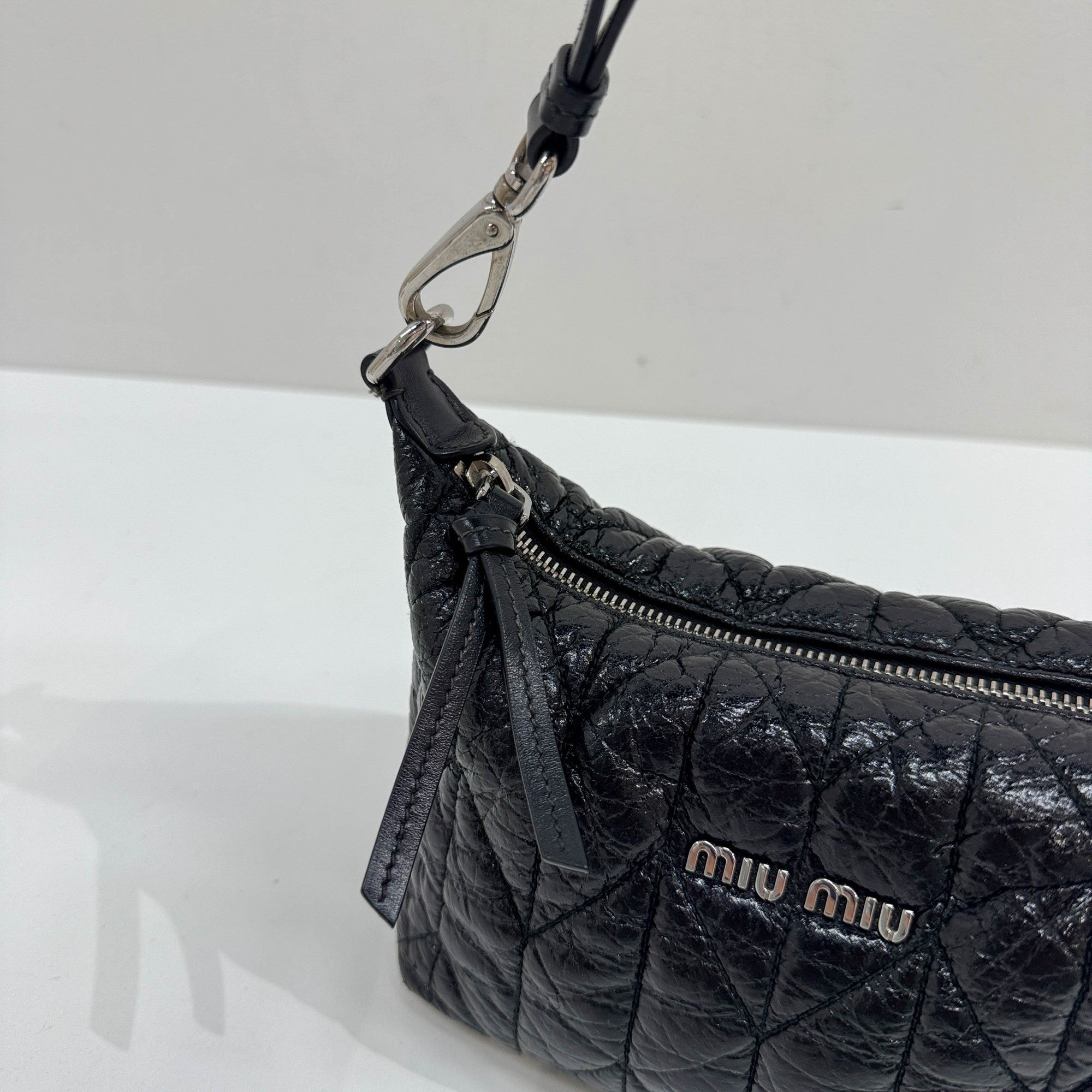 Black Quilted Nappa Leather Shoulder Bag
