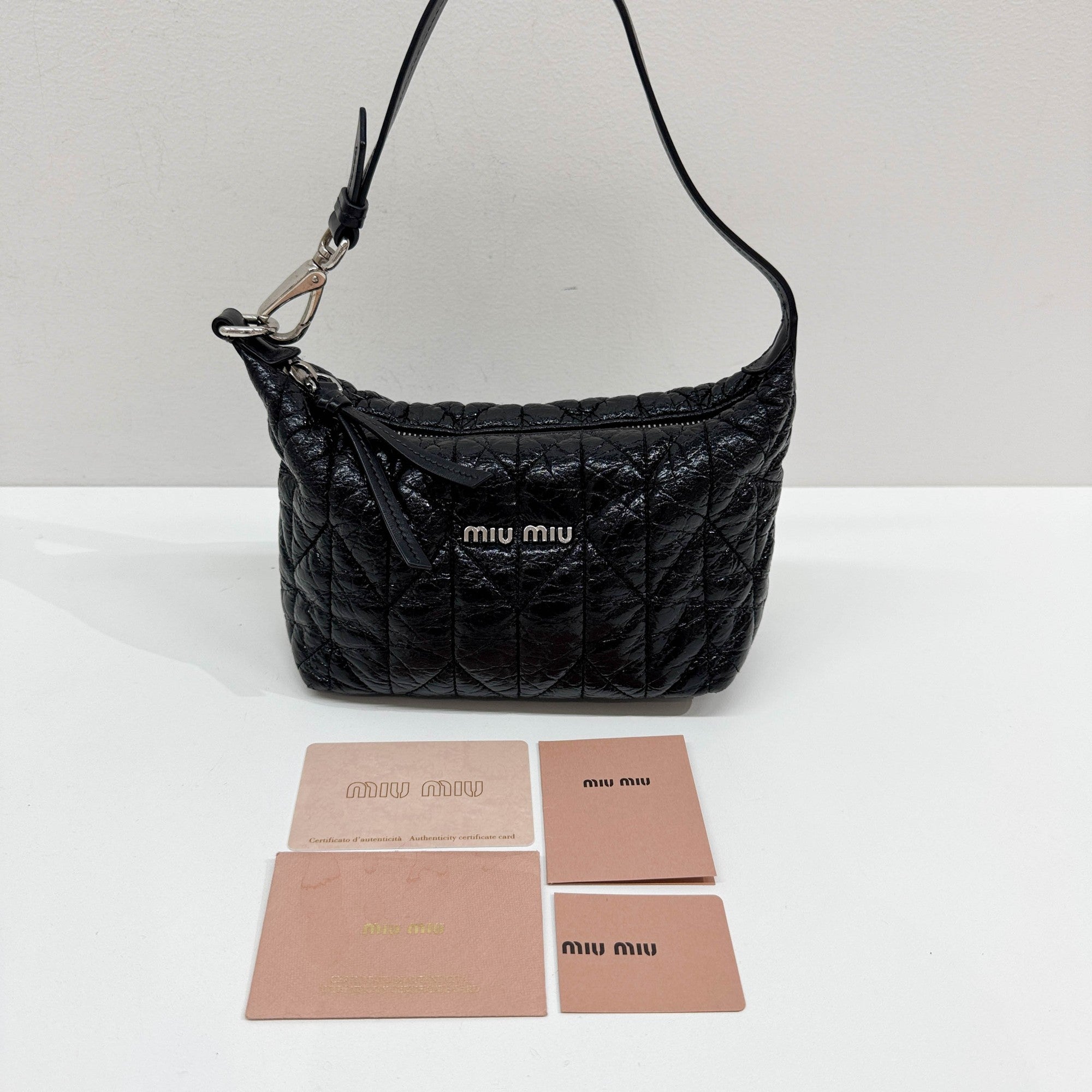 Black Quilted Nappa Leather Shoulder Bag