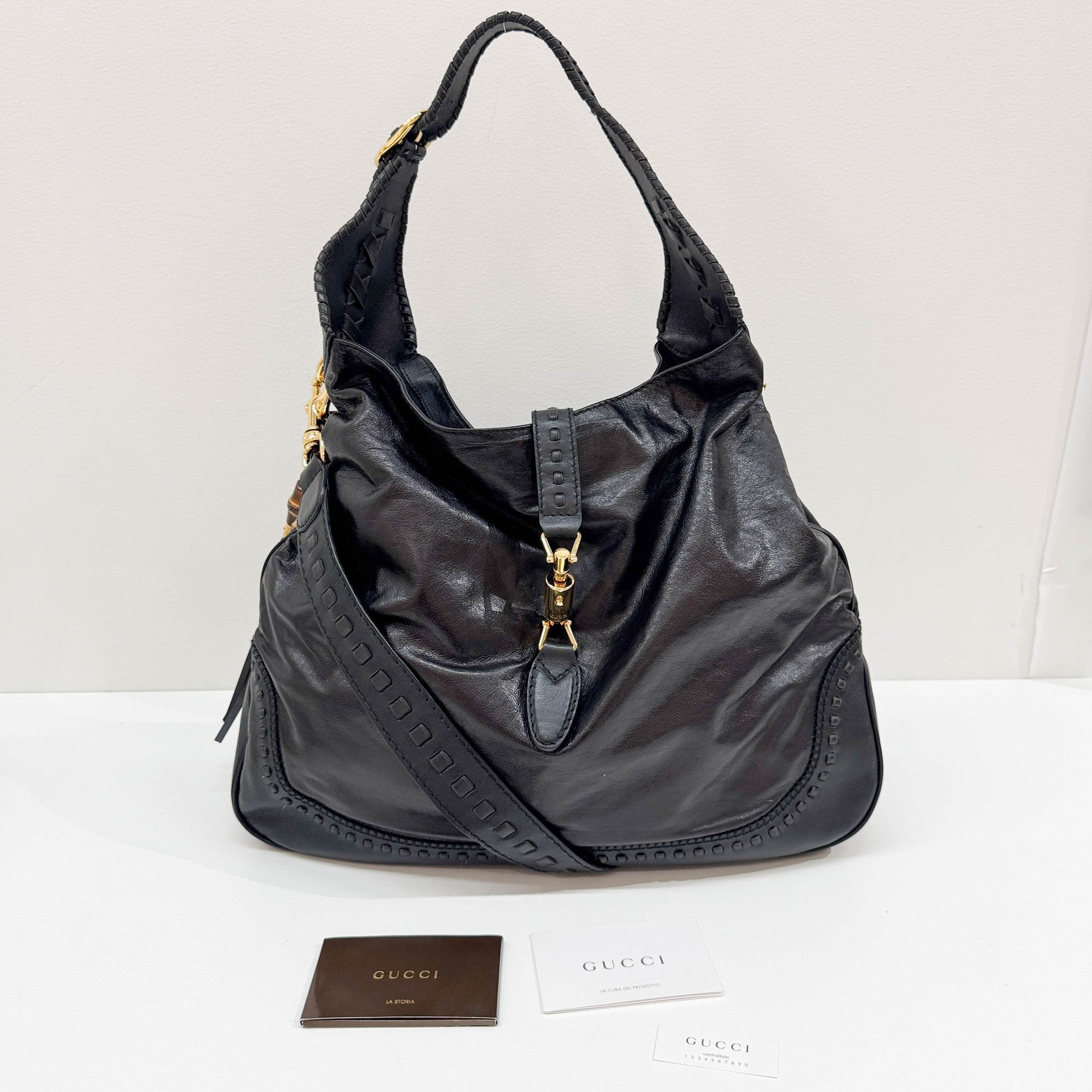 New Jackie Black Leather Two Way Bag