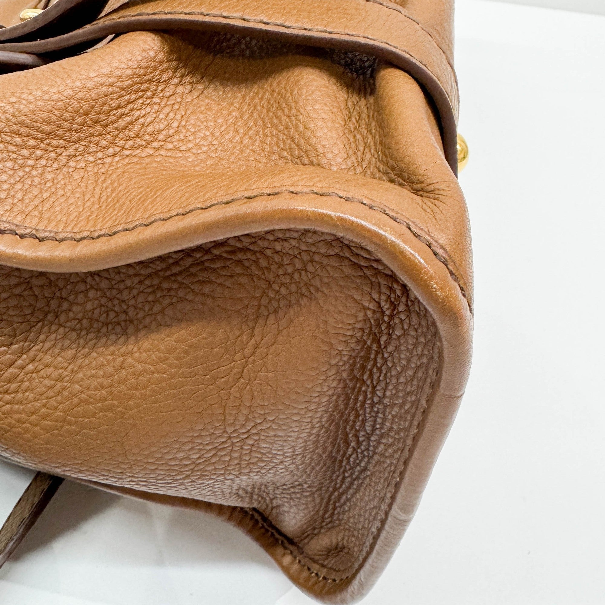 Vitello Lux Bow Brown Leather Shoulder Bag