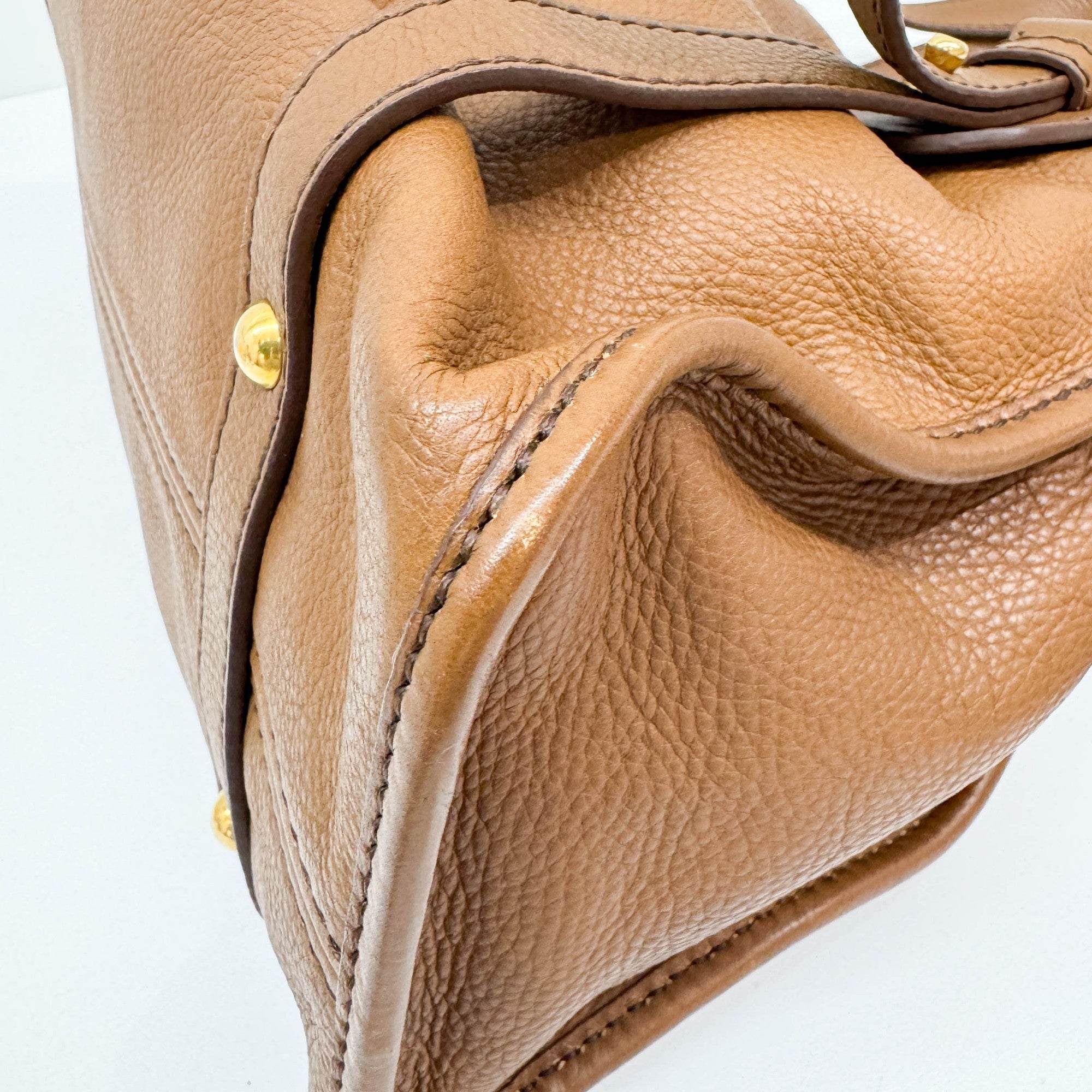 Vitello Lux Bow Brown Leather Shoulder Bag