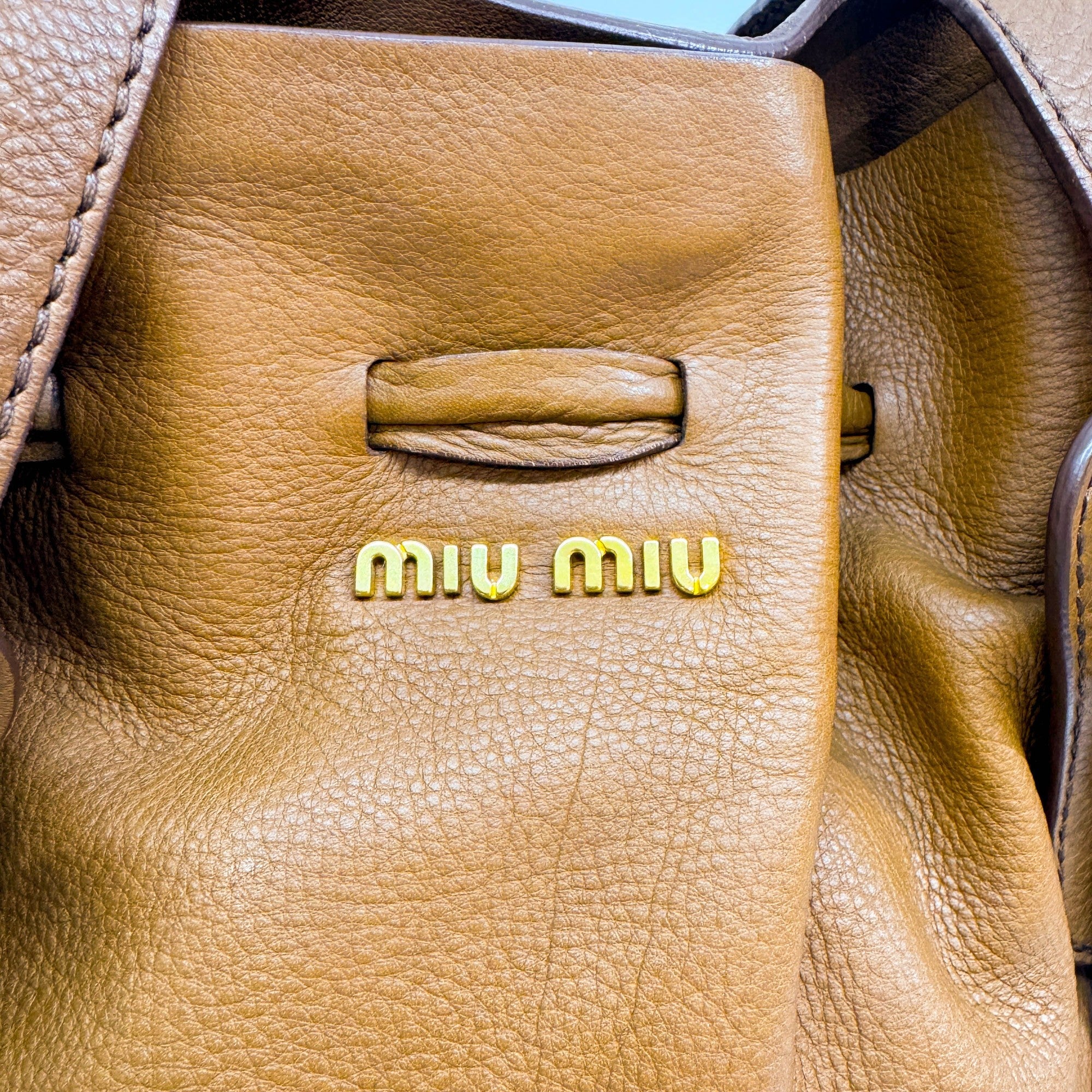 Vitello Lux Bow Brown Leather Shoulder Bag