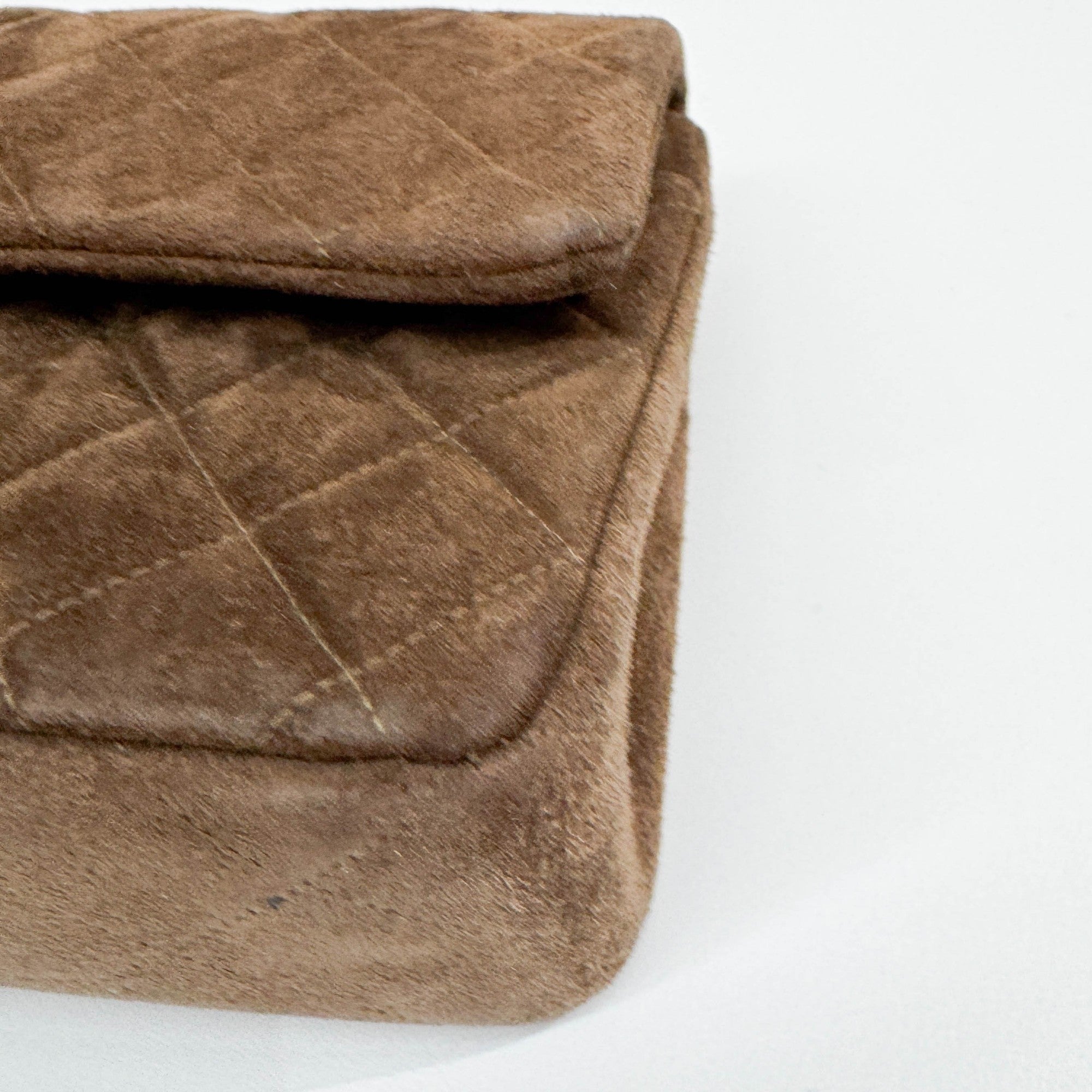 Classic Double Flap Metalasse Brown Suede Shoulder Bag