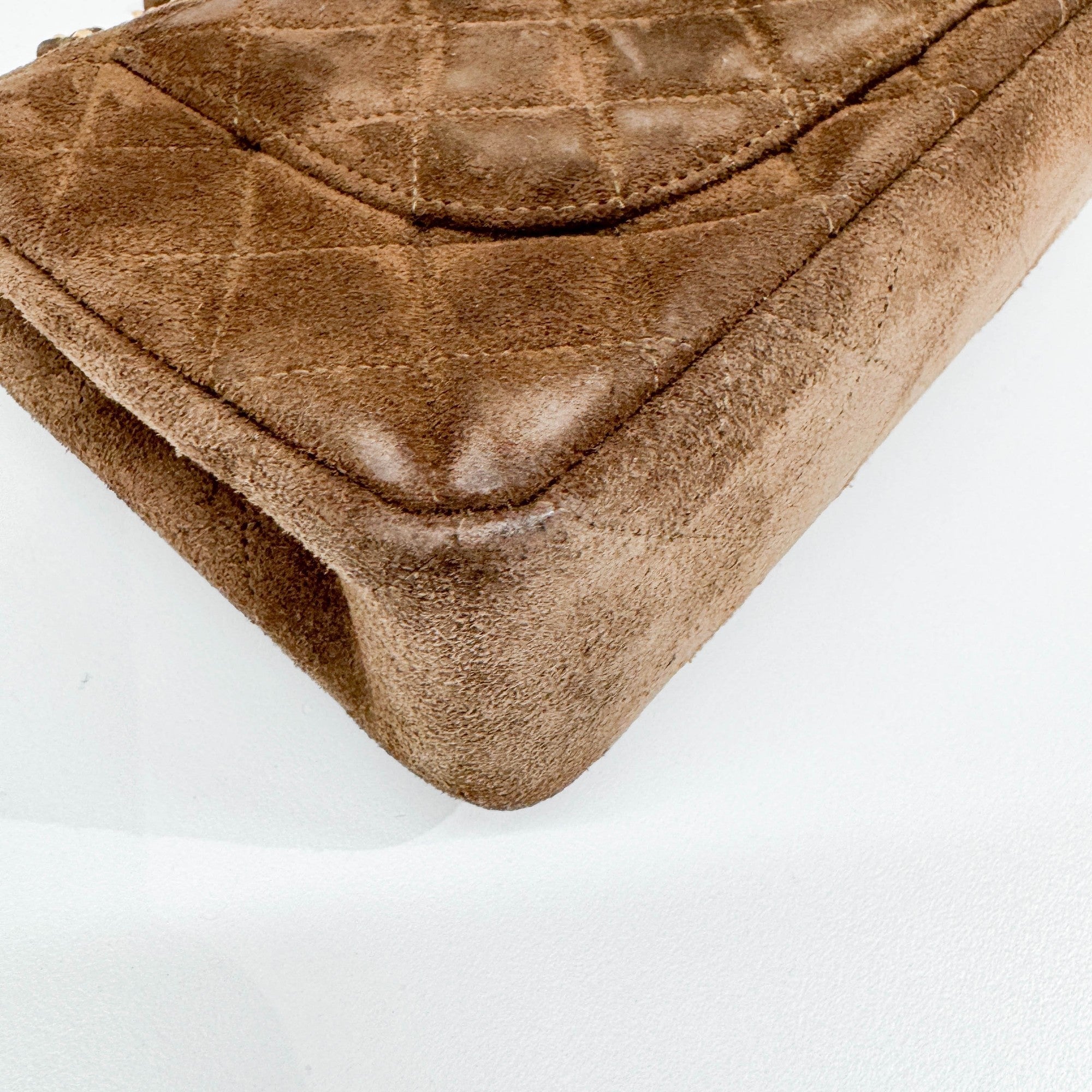 Classic Double Flap Metalasse Brown Suede Shoulder Bag