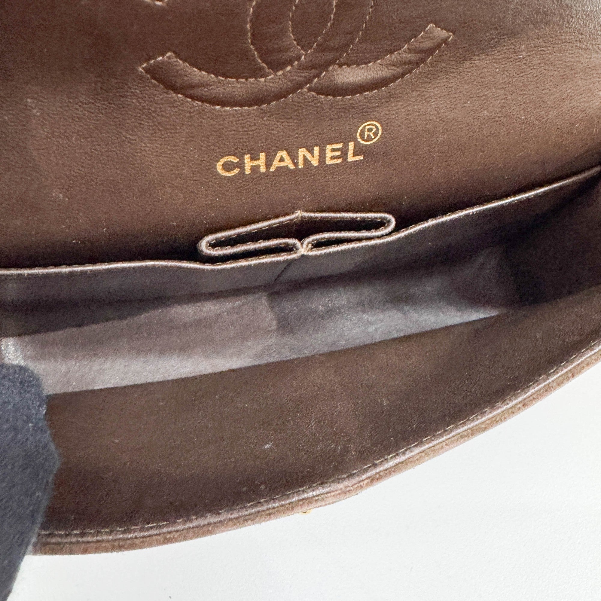 Classic Double Flap Metalasse Brown Suede Shoulder Bag