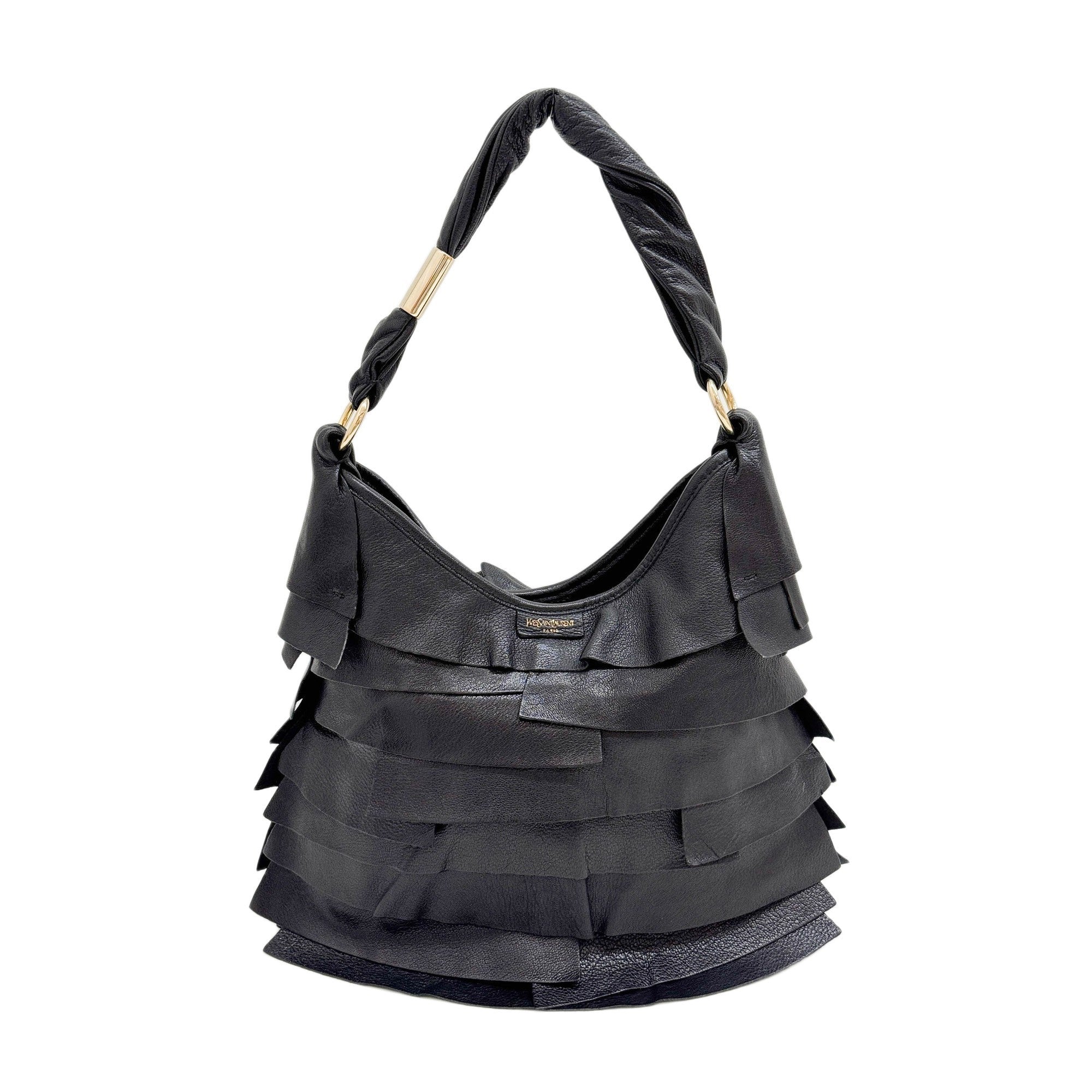 Saint Tropez Black Leather Shoulder Bag