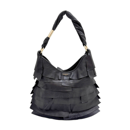 Saint Tropez Black Leather Shoulder Bag